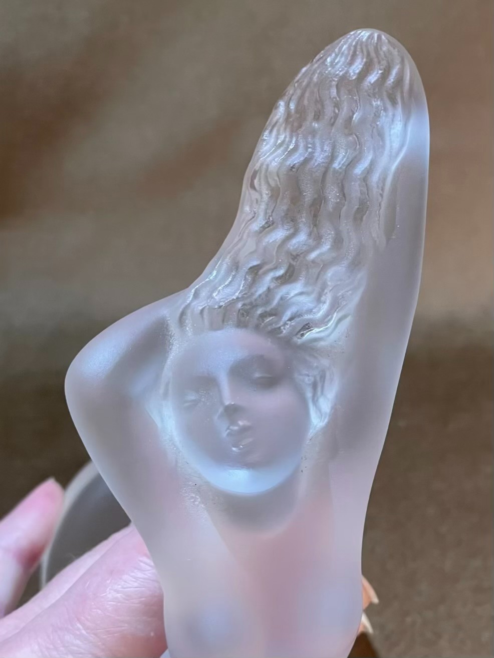 Lalique France Frosted Crystal “Chrysis” Nude Woman Figurine Signed Vintage 5″