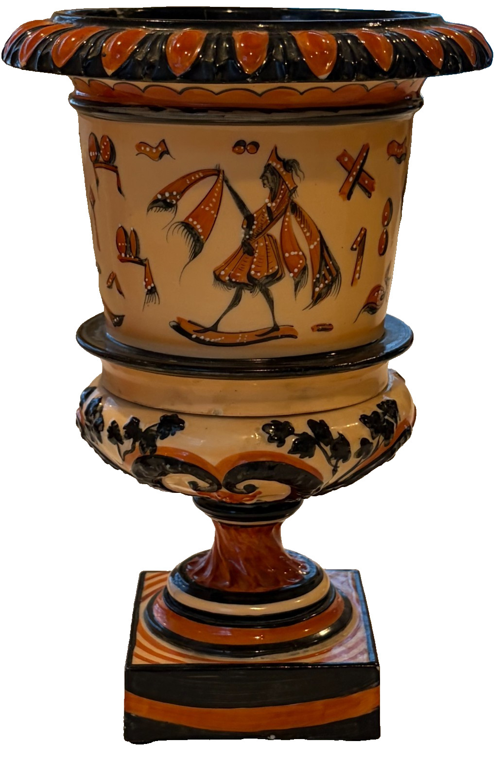 Whimsical Continental Polychromed Porcelain Pedestal Cachepot Late 19th C