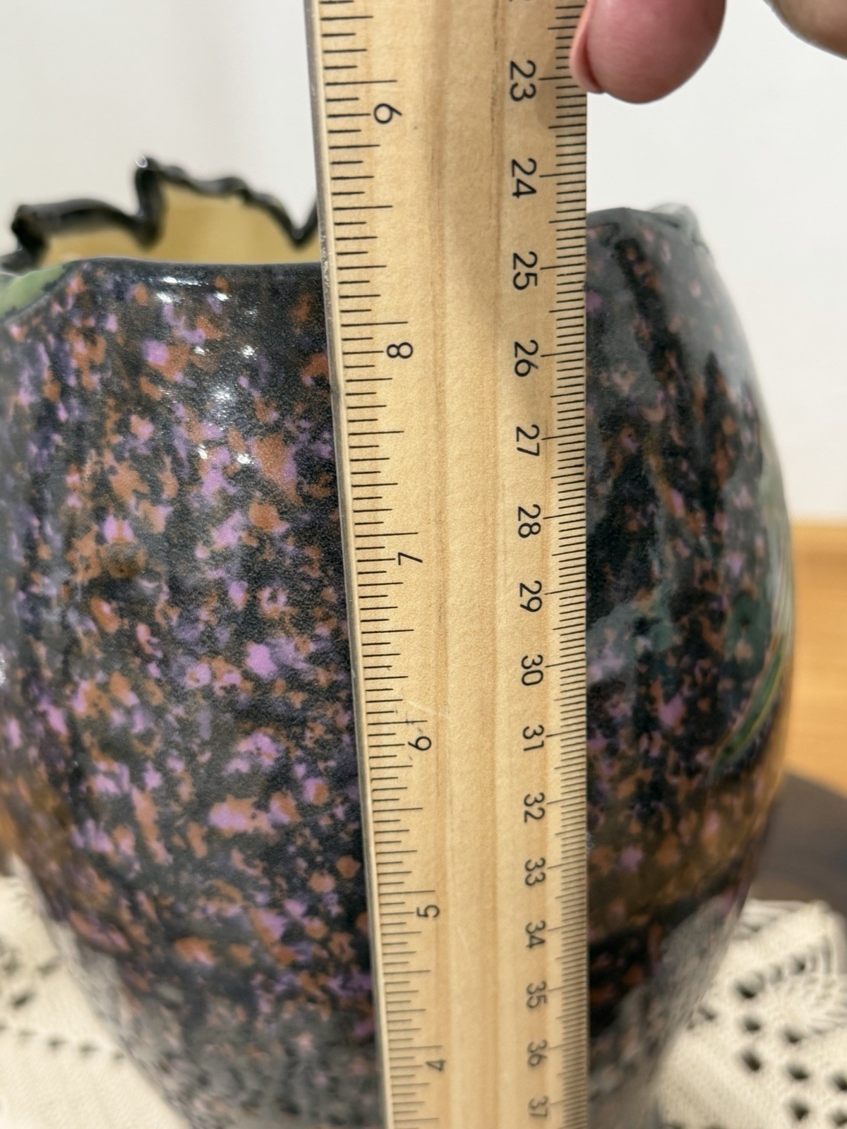 VTG Red Iris Reticulated Vase Arts & Crafts Revival Style Pottery