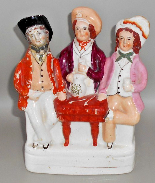 Antique Staffordshire Flatback Pottery, Auld Land Syne Figure Group