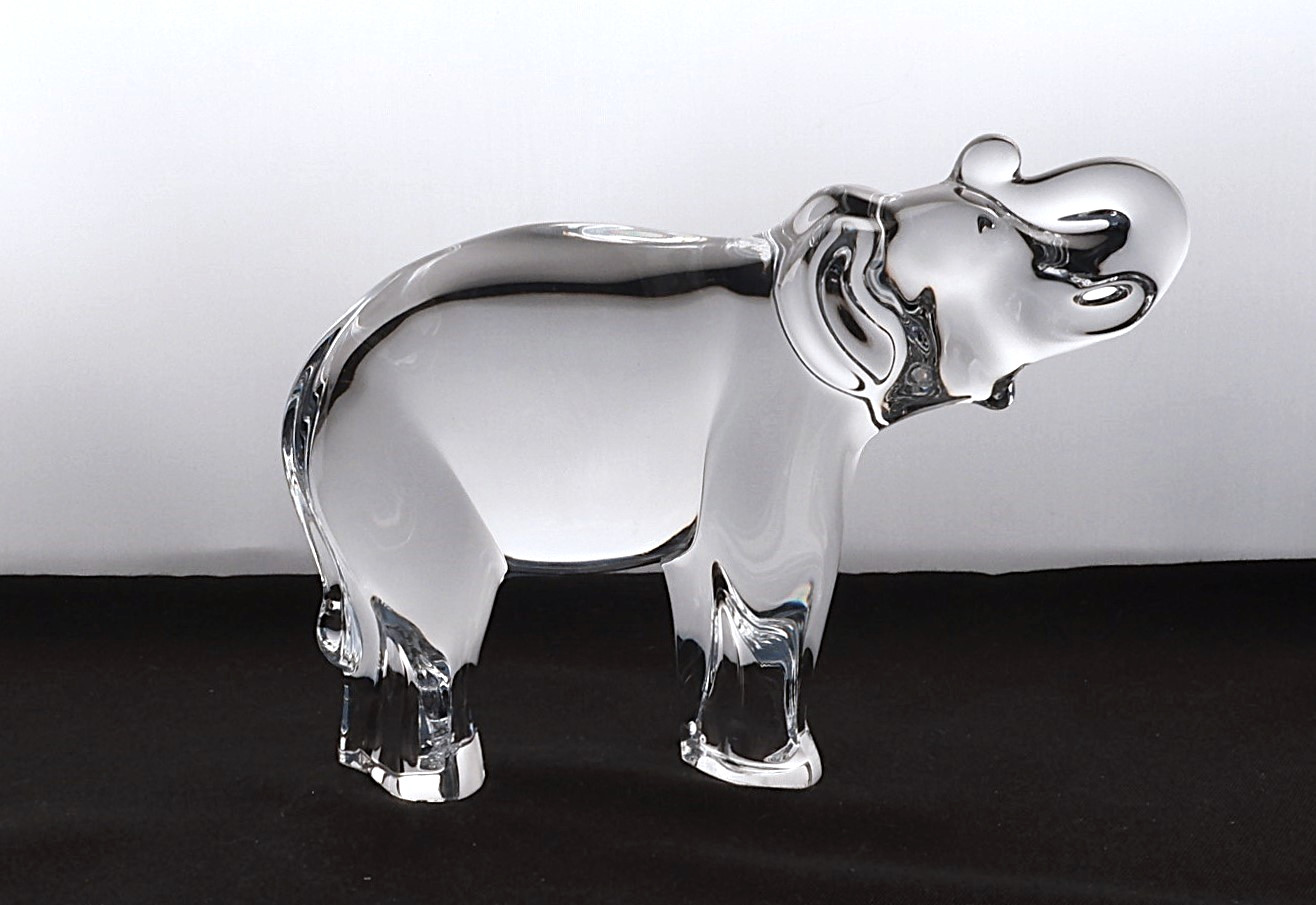 Baccarat France Crystal Elephant Figurine Trunk Up 5″