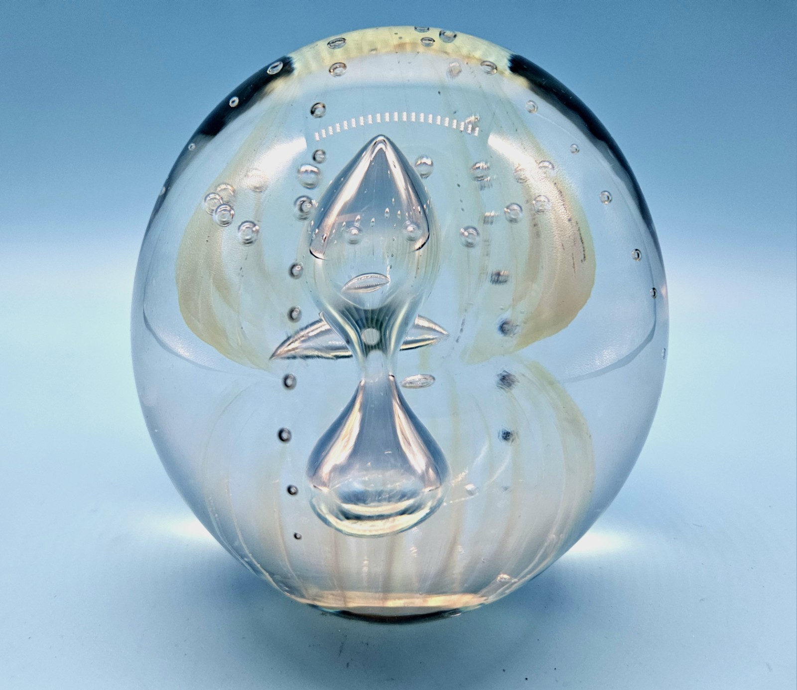 1993 Robert Eickholt Double Jellyfish Controlled Bubble Paperweight SIGNED