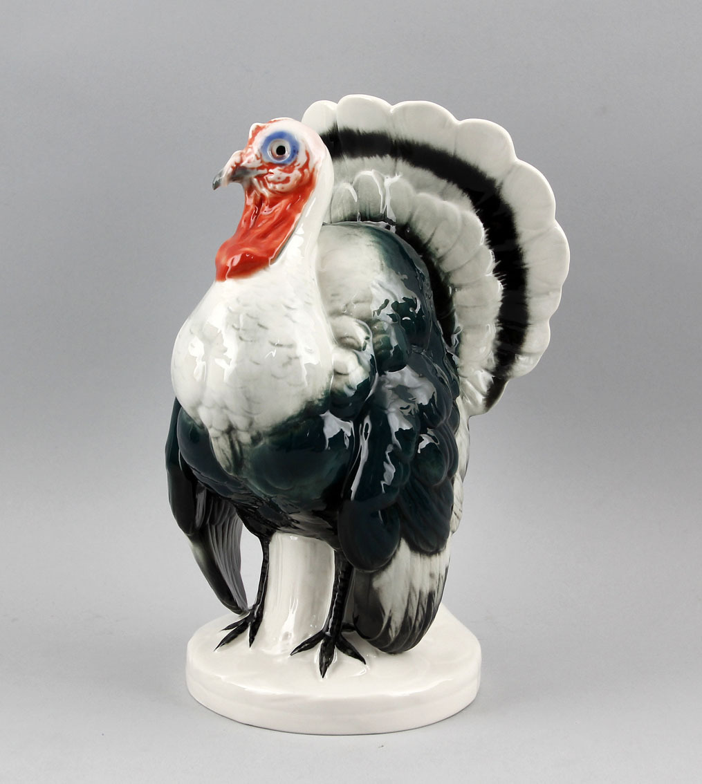 9941207-d Ens Porcelain Figurine Turkey Bird 9 3/8×5 7/8in