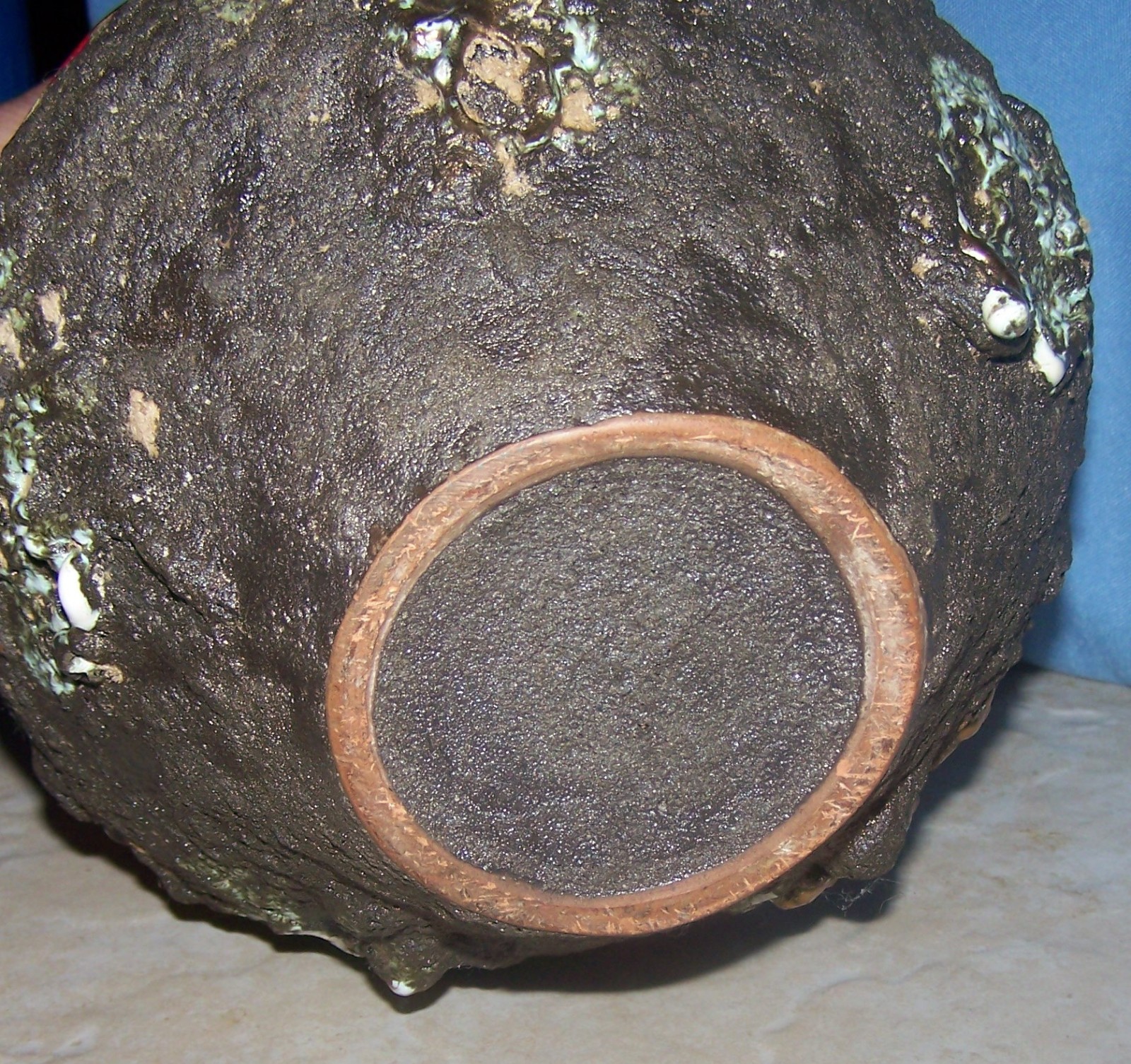 Huge ITALO CASINI Brutalist Volcanic Lava Glaze Pottery Vase Italy Egyptian MCM