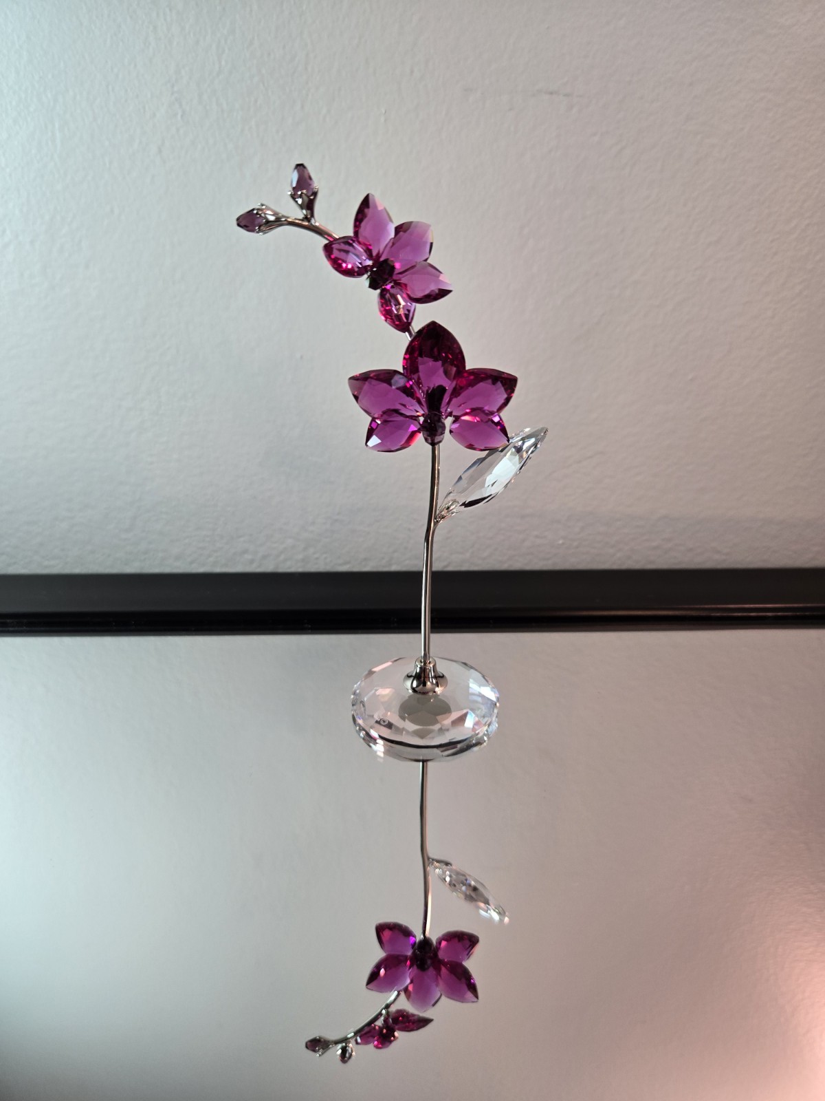 Swarovski Flower Dreams Orchid Large Purple Clear Crystal Figurine 5490755 Box