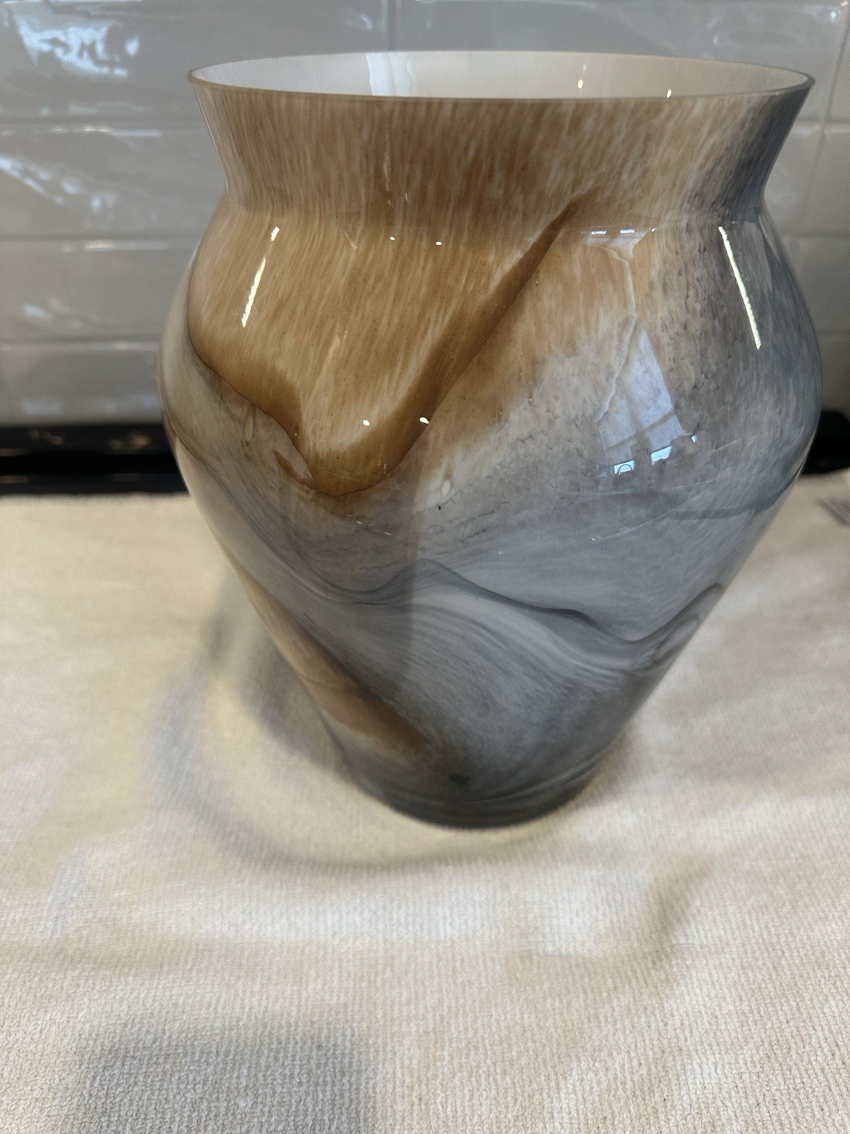 Gray Camel Black Ivory Gradient Color Glass Vase Home Decor