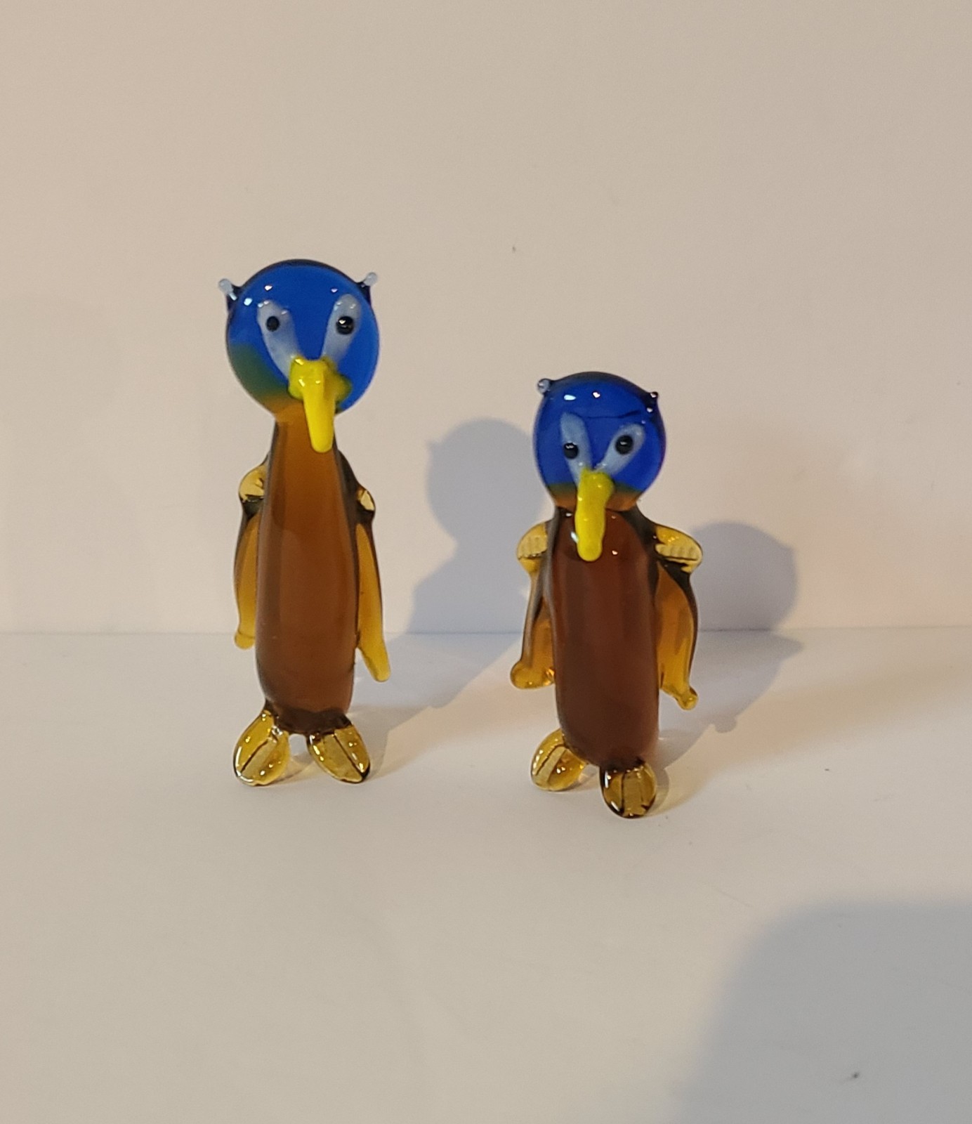 Vintage Hand-Blown Glass Miniature Animal Figures Lot Of 2 Birds Penguins