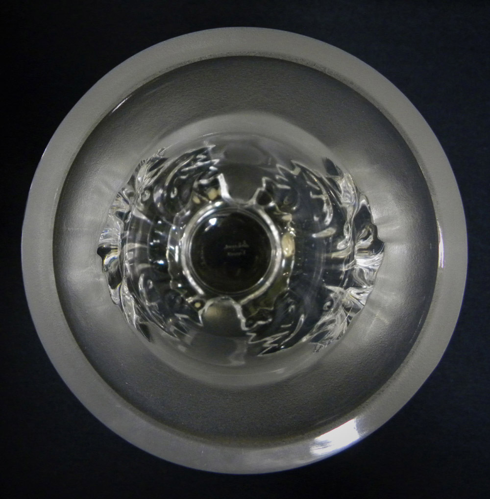 LALIQUE FRANCE ST. CLOUD HEAVY CRYSTAL FROSTED VASE WITH ACANTHOS LEAVES
