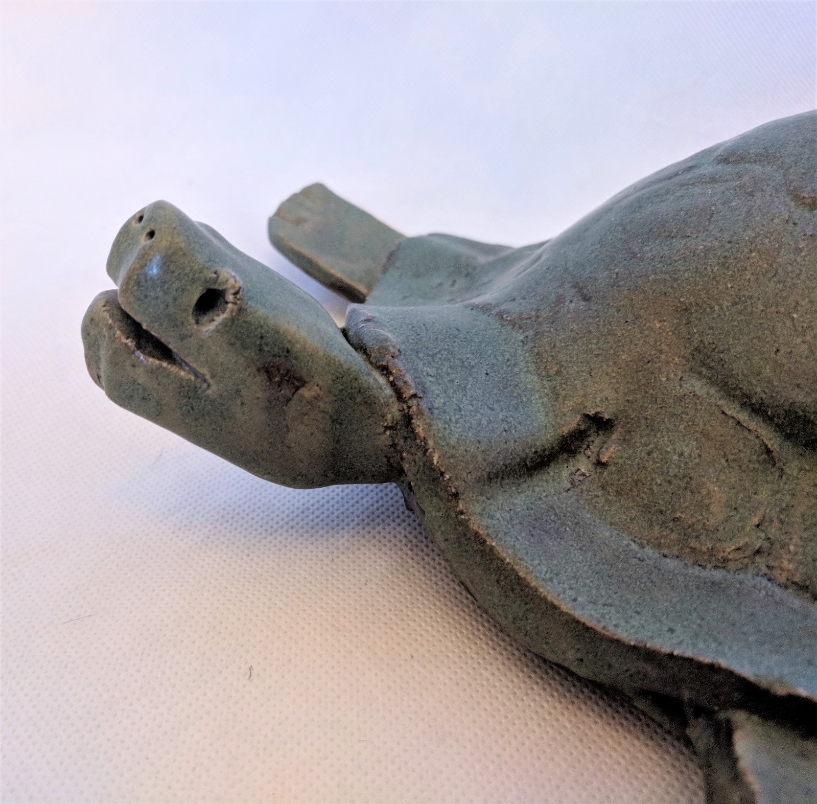Hawaiian Green Sea Turtle Large Clay Figurine ~ Signed Sheila 4/00