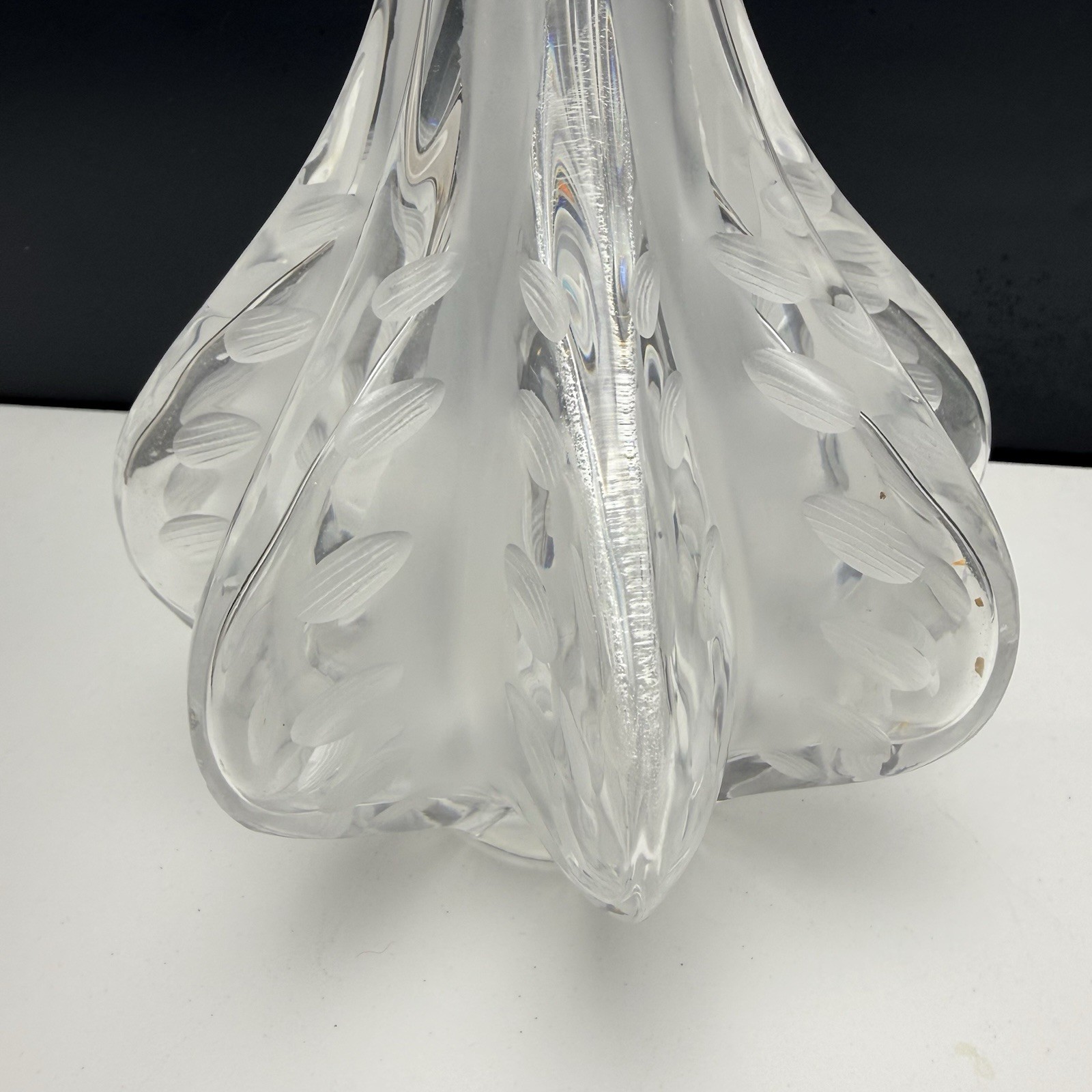 Lalique Frosted Claude Vase Vintage France Crystal 12.25″ Restored Top