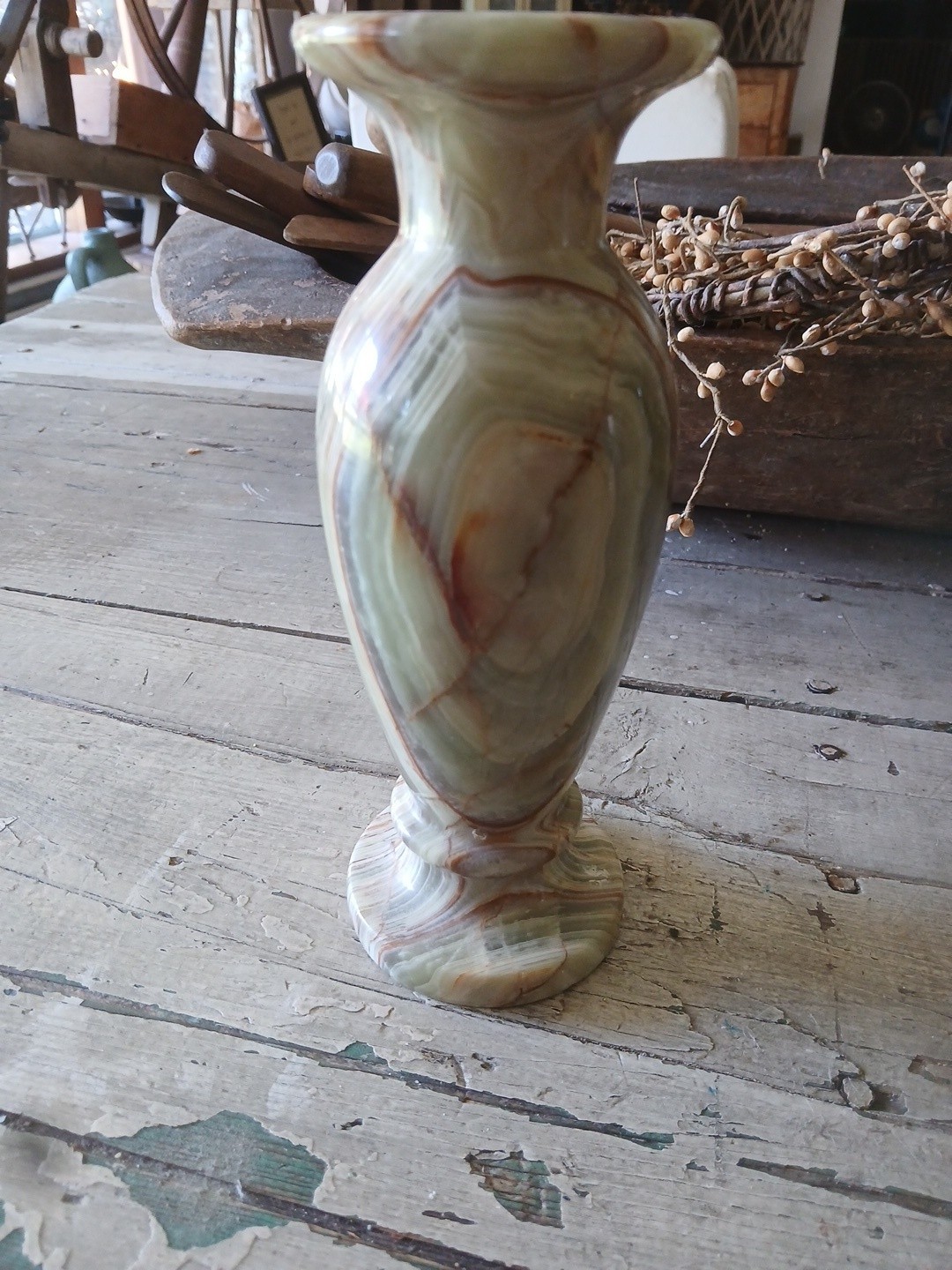 Green Onyx Vase 8” Natural Agate