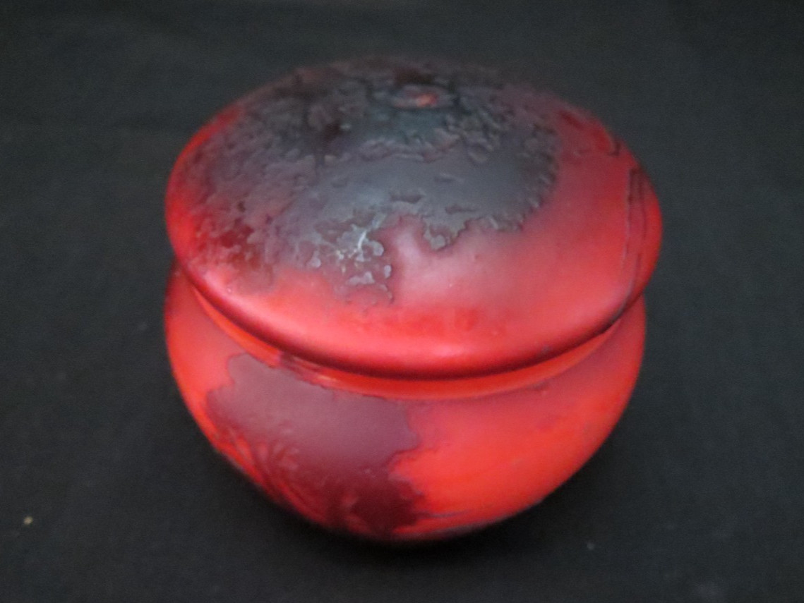 1920’s Muller Freres Luneville Acid Etched France Glass Lidded Vase Jar