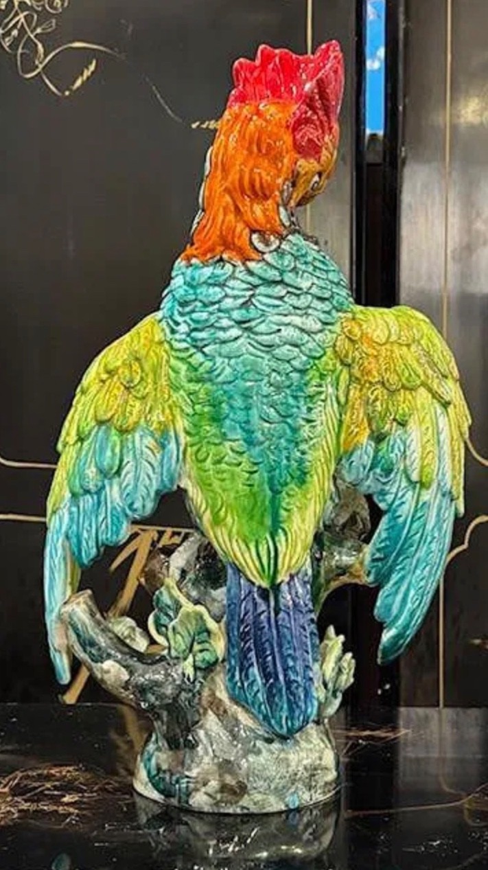 Antique La Farnesiana Large Polychrome Ceramic Sculpture H: 16″ Italy
