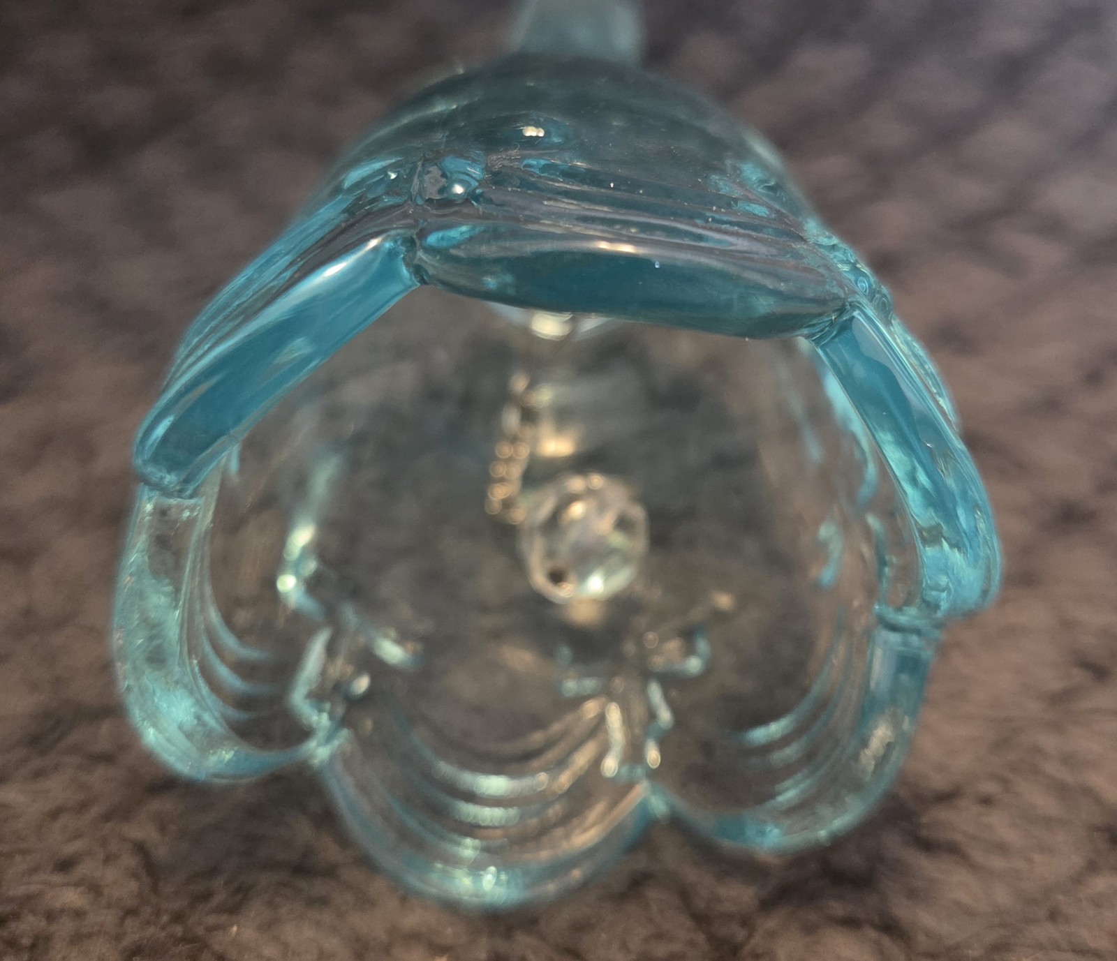 Vintage Fenton Miniature Blue Floral Glass Bell 4.5″ Tall Very Nice