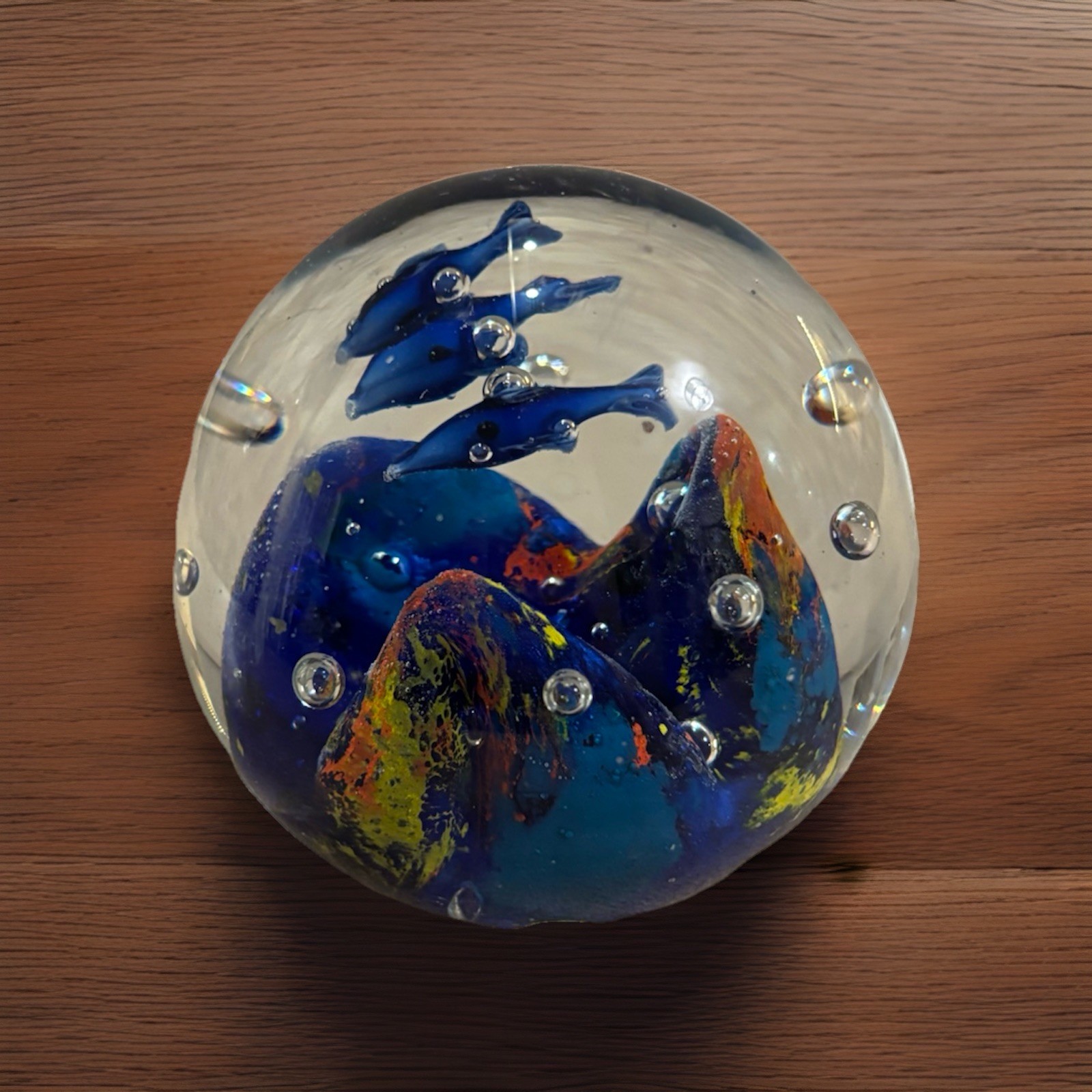Marano art glass paperweight underwater scene fish and coral