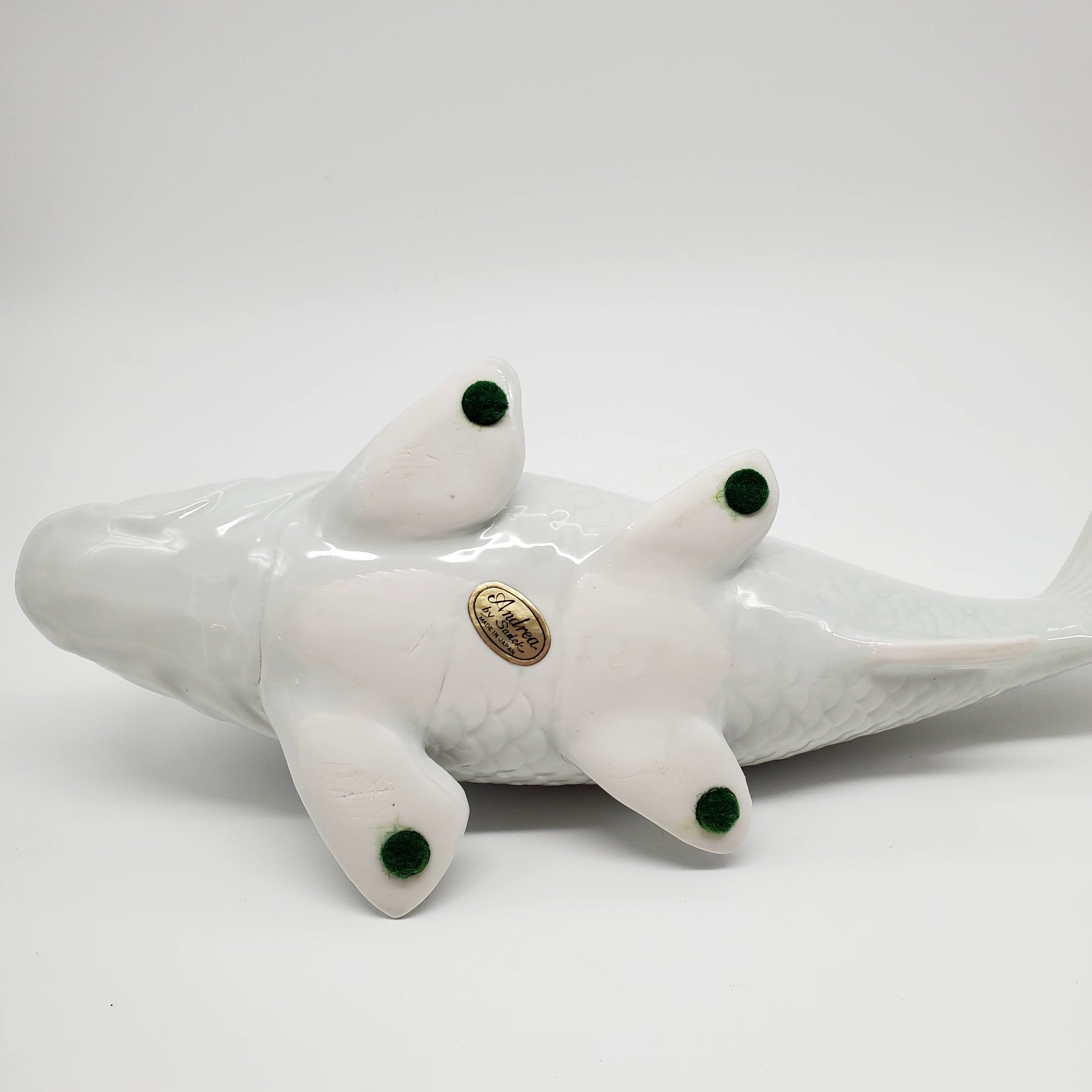 Andrea By Sadek Japanese White Lrg Koi Fish Porcelain Figurine Sculpture 12″