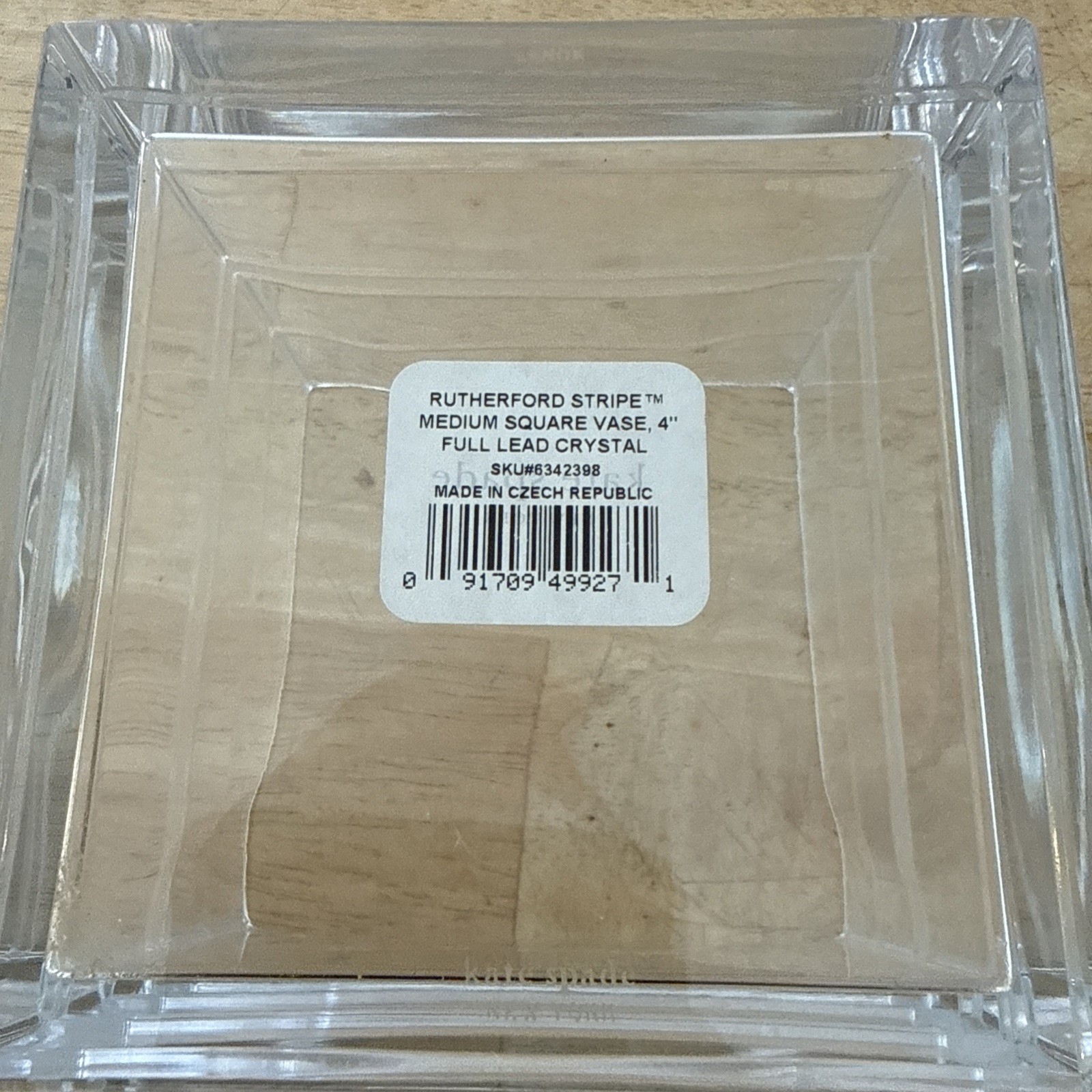 Kate Spade New York Medium Crystal Rutherford Stripe 4” x 4” x 3.5” Vase Square