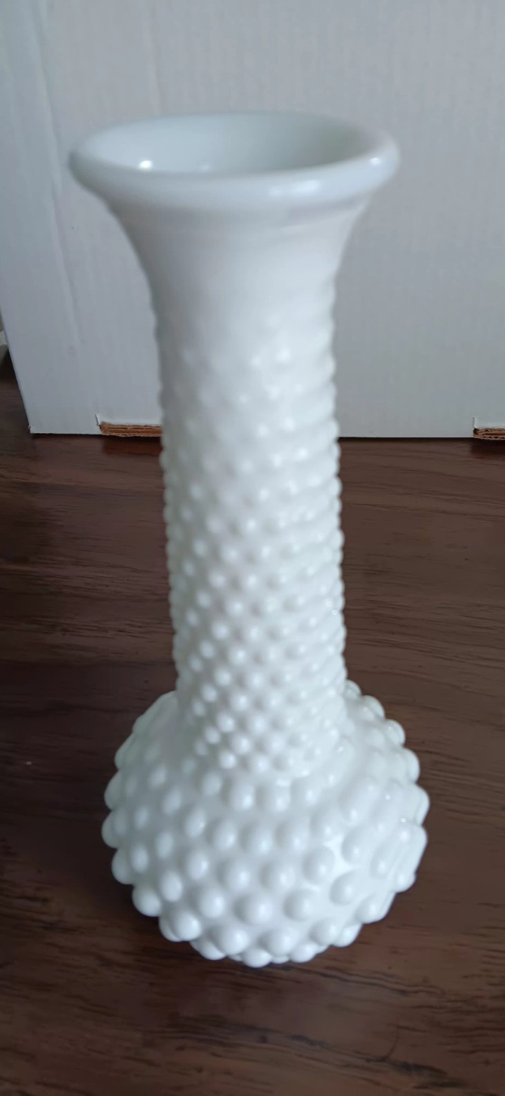 Vintage Hobnail White Milk Glass 7 3/4” Bud Vase E.O. Brody Co Made in USA