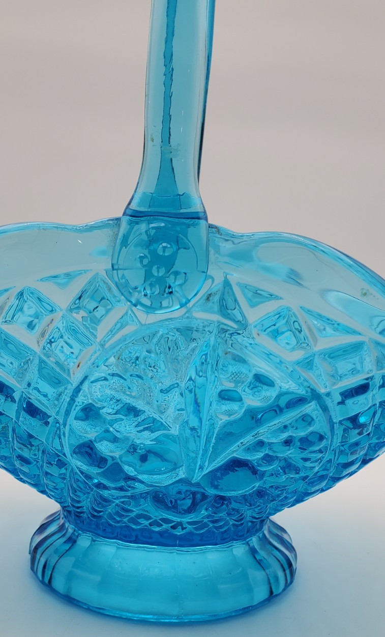 VTG Indiana Glass Horizon Blue Canterbury Fruit Basket