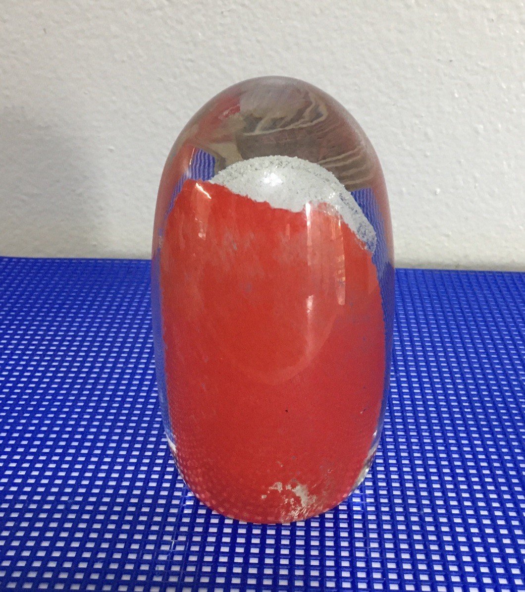 Art Glass Paperweight, Red With Clear Jellyfish Italian Murano-Style 4.5” Tall