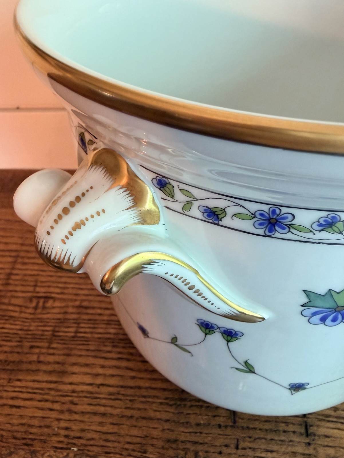 Herend RARE ‘Blue Summer Field Flowers’ Cachepot with Gilded Handles 7202/LHTBW