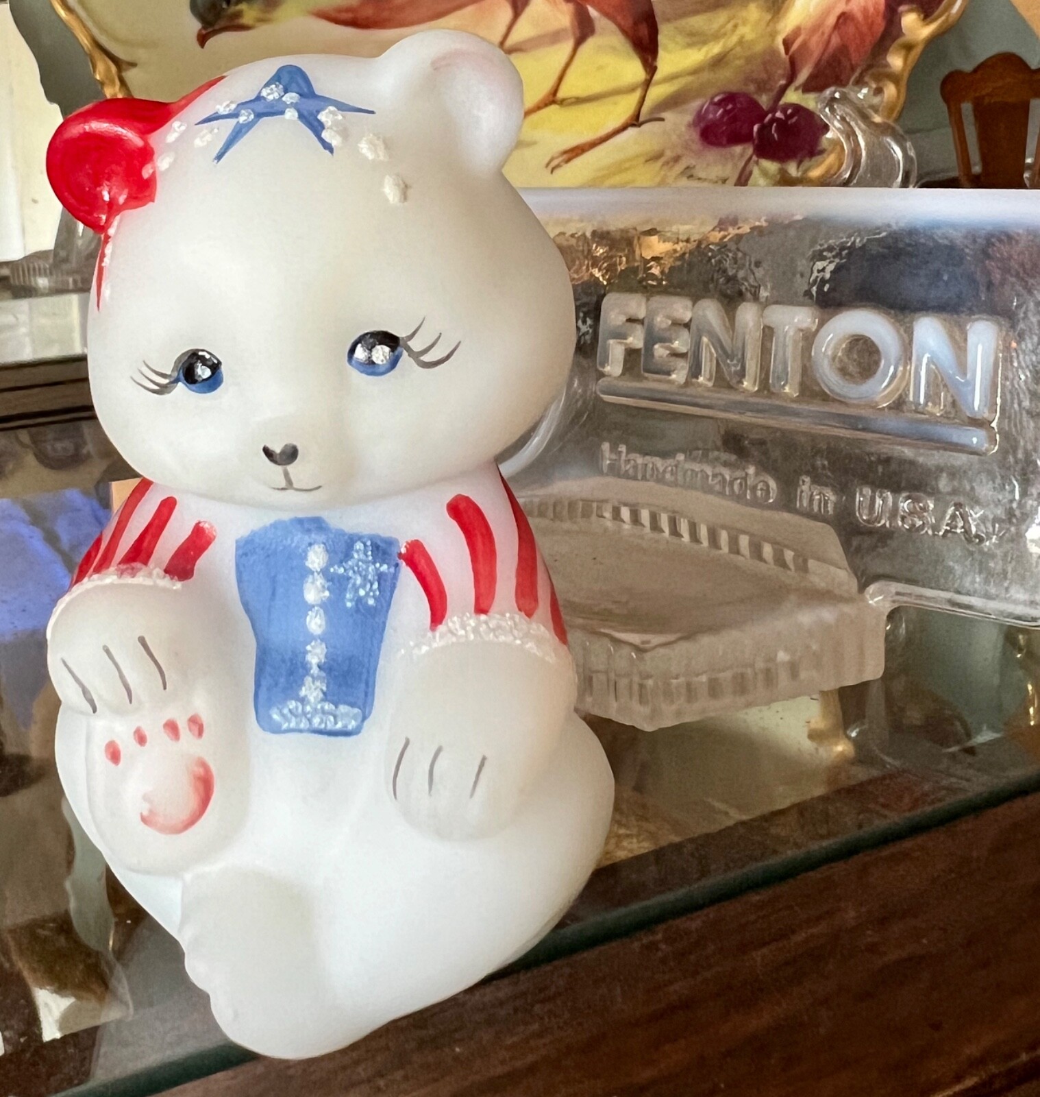 FENTON PATRIOTIC BEAR STARS AND STRIPES ARTIST DANE FREDRICK GORGEOUS NIB