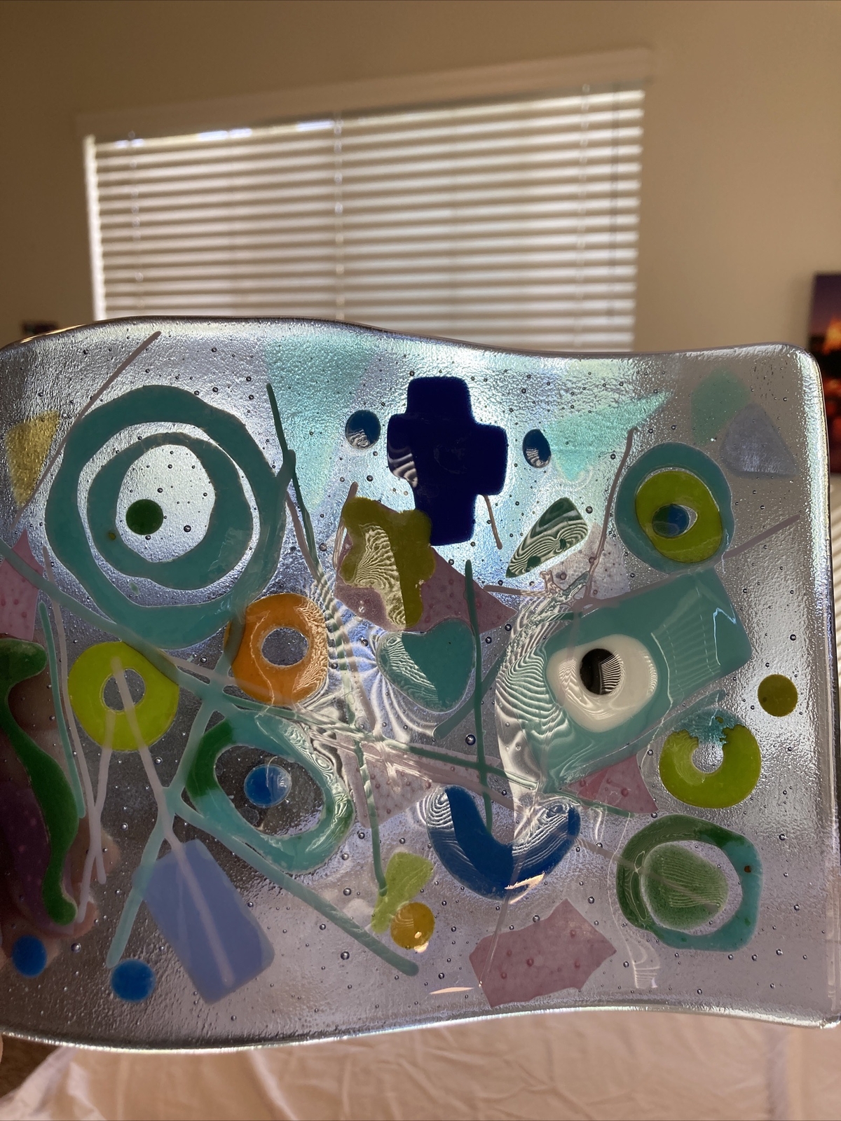 Mermaids Wave” “Handmade Fused Art Glass Wave Original 1Freestanding 8”x6”