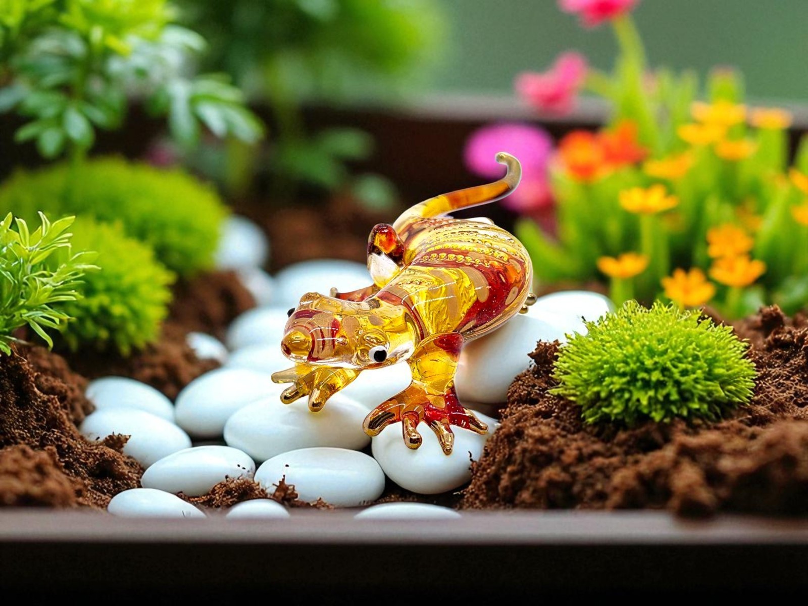 Gecko Blown Glass Geckoes Lizard Salamander Reptile Colorful Crystal Décor Gifts