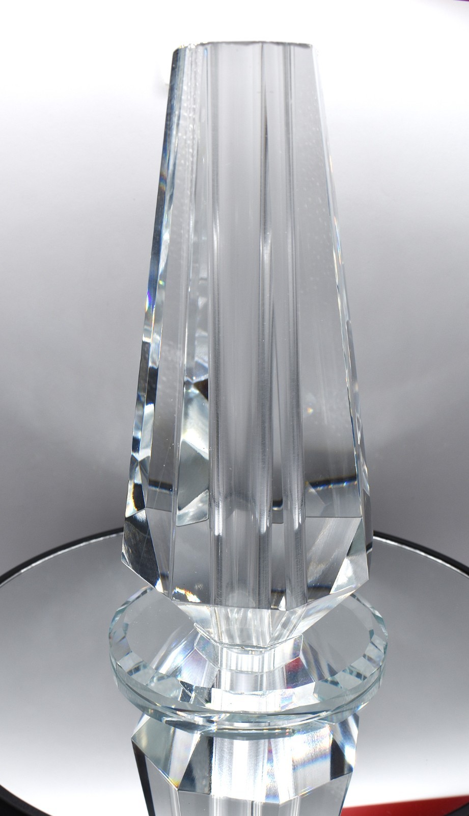 Cut Crystal Vase Art Deco Geometric Panels 1.2 Lbs.