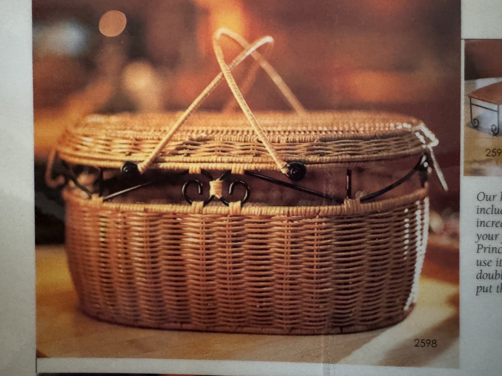 NIB Princess House Rattan Picnic Basket, 3-piece Basket Set, #2598 Wicker