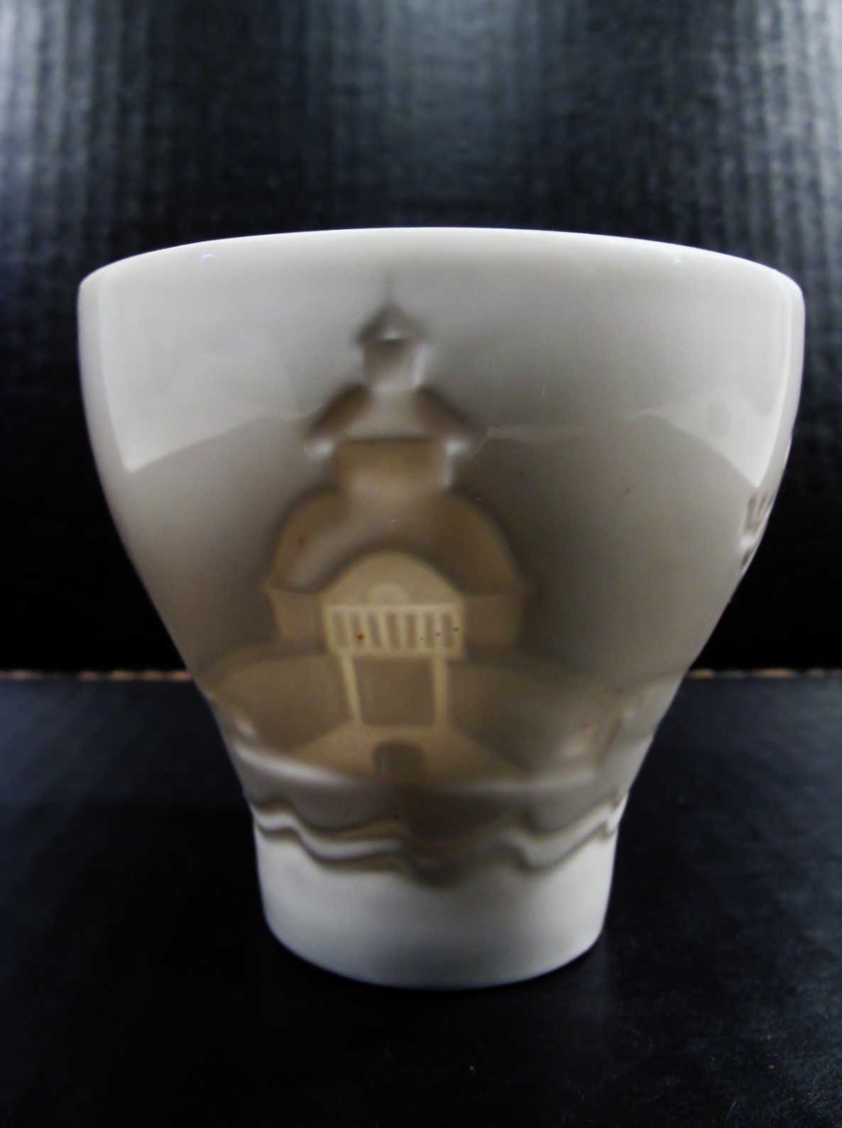 Vintage Rorstrand Sweden Embossed Blanc de Chine Souvenir Cup