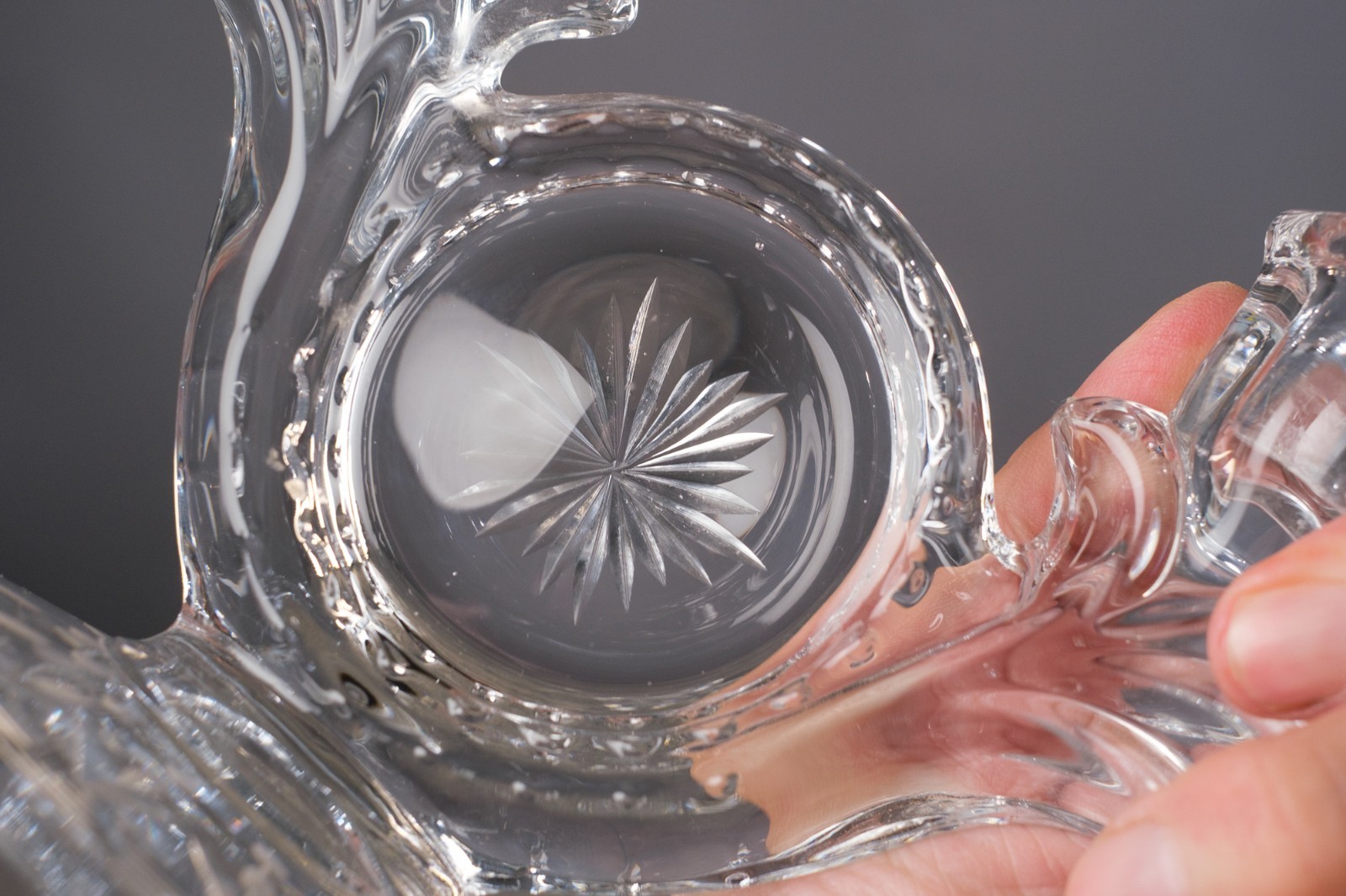 DUNCAN & MILLER Double Light Candlestick Holder Clear Crystal Wheel Cut-Set of 2