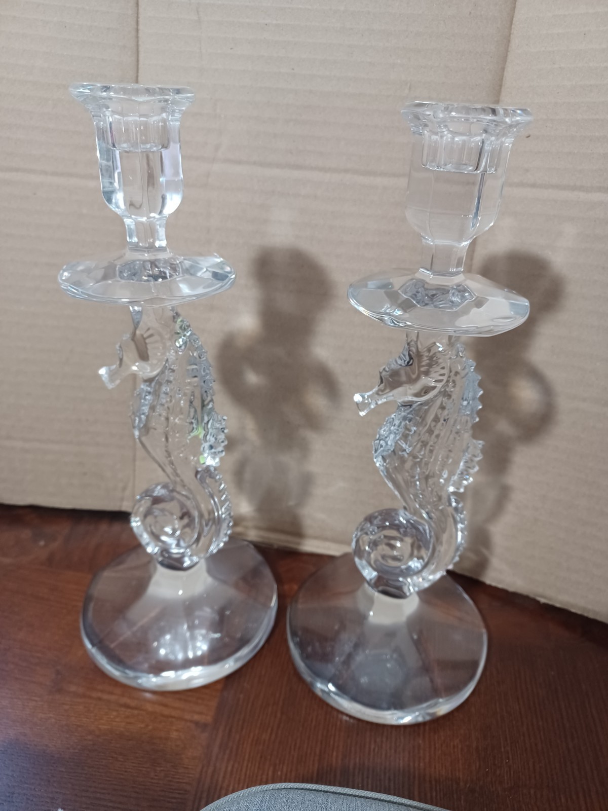 Waterford 11 1/2 Inch Crystal Seahorse Candlestick Set Never Used