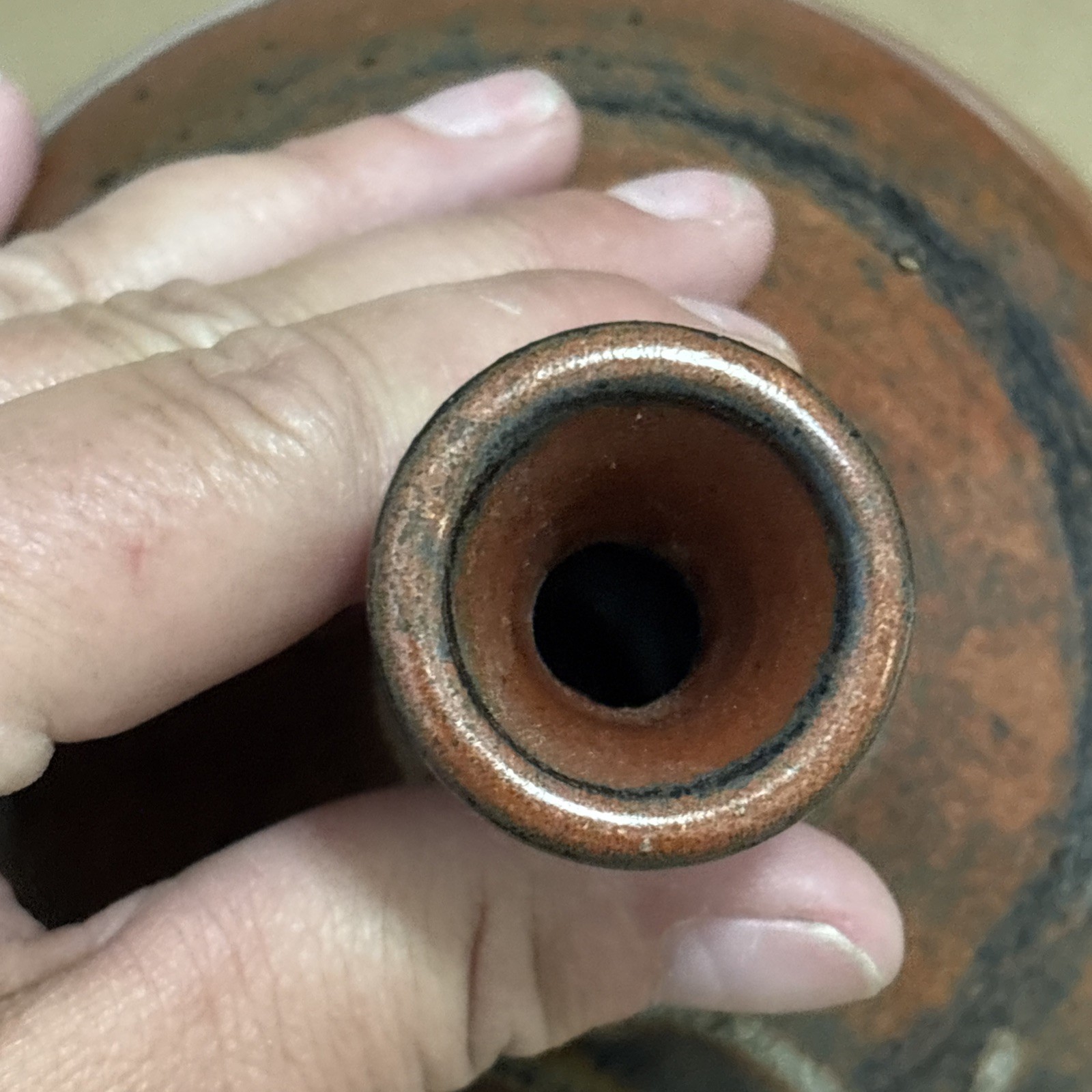 VTG Studio Art Pottery Vase Rust Red Drip Glaze Signed Sylvestri Hand Thrown