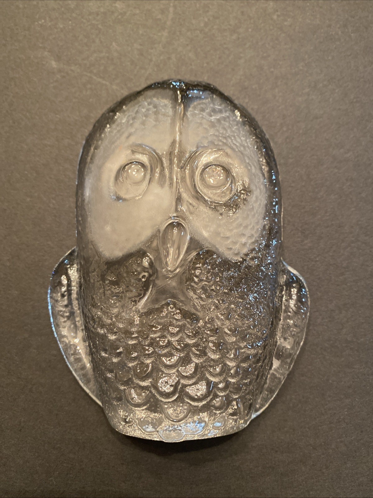 Vtg KOSTA BODA Mats Jonasson Crystal 4.5” Owl Paperweight Sculpture Signed MCM