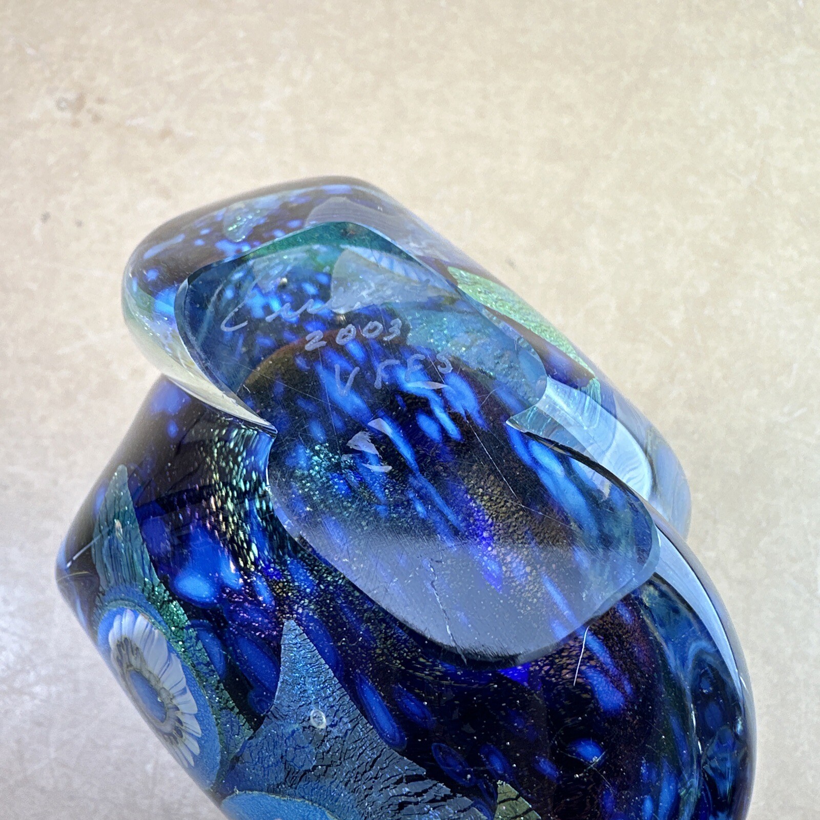 Robert Eickholt 4 5/8” Art Glass Vase 2003 Seascape Anemones 2.9 Lbs – VFFSW