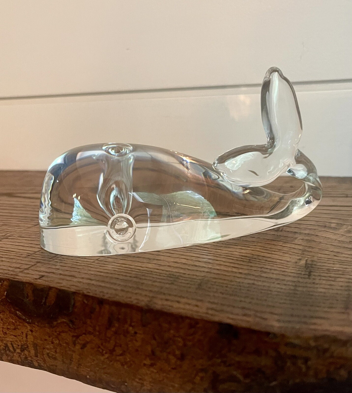STEUBEN-Lloyd Atkins for Steuben MCM Sperm Whale Paperweight-C. 1956-Signed