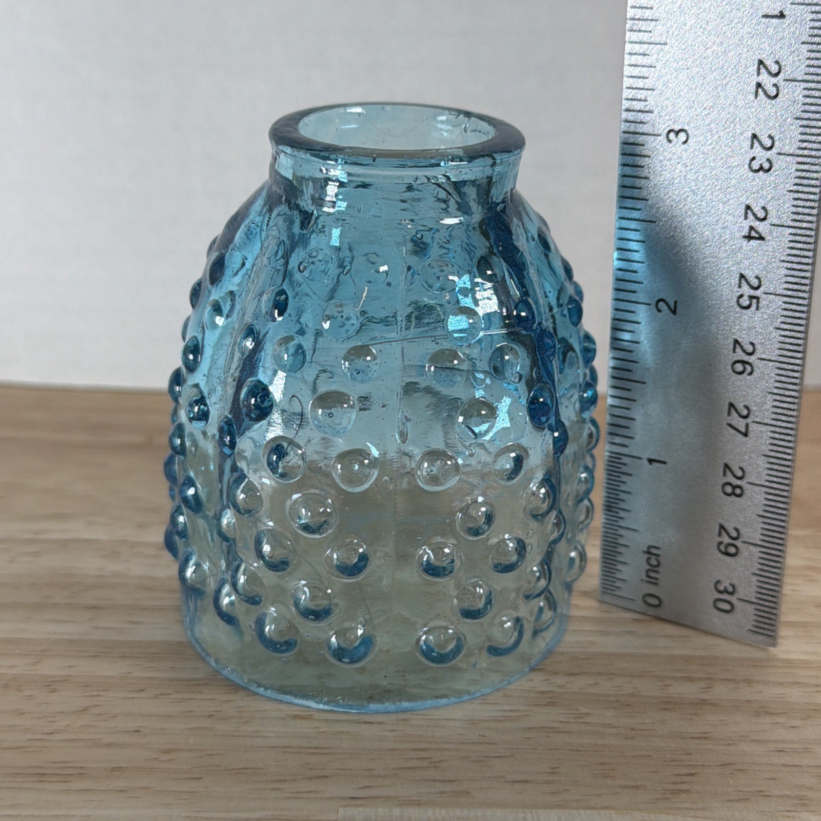 Fairy Lamp TOP ONLY Fenton Blue Clear Hobnail Pattern DAMAGED SEE PICS