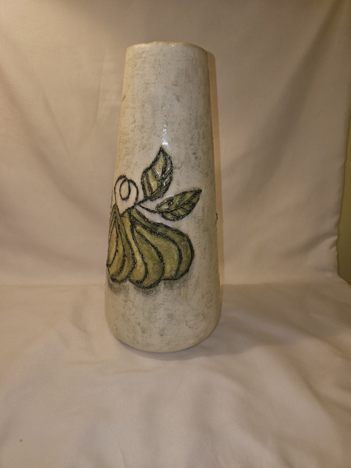 Vintage Handmade Ceramic Pottery Vase, 1970-1990’s Signed Fruit Floral