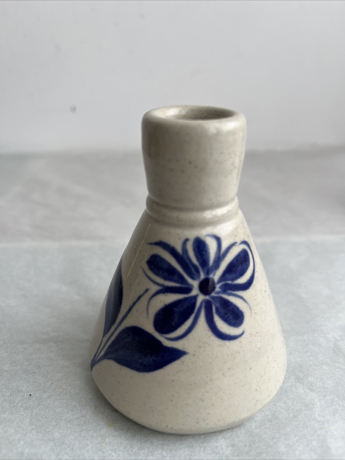 Williamsburg Pottery Inkwell Pair Bud Vases Cobalt Salt Glazed Stoneware 3.5”