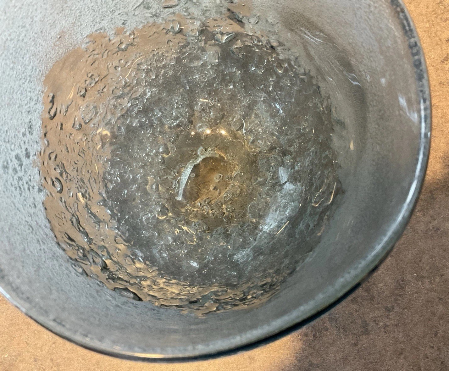 STUDIO ART GLASS :: 4 1/4” OCEAN INSPIRED BOWL VASE Sandcast Textured Frosted