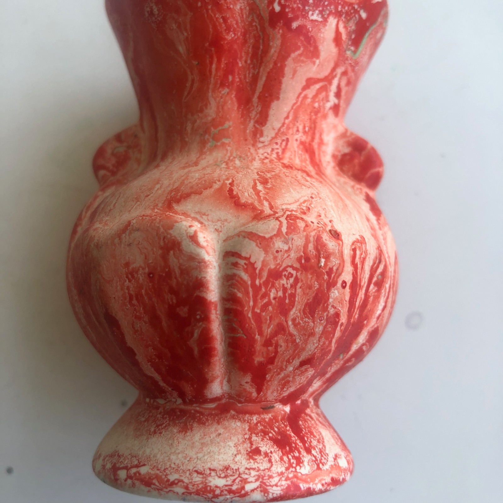 Morton Art Pottery Miniature Vase End of Day Vintage 1930s Scarlet Swirl Pattern