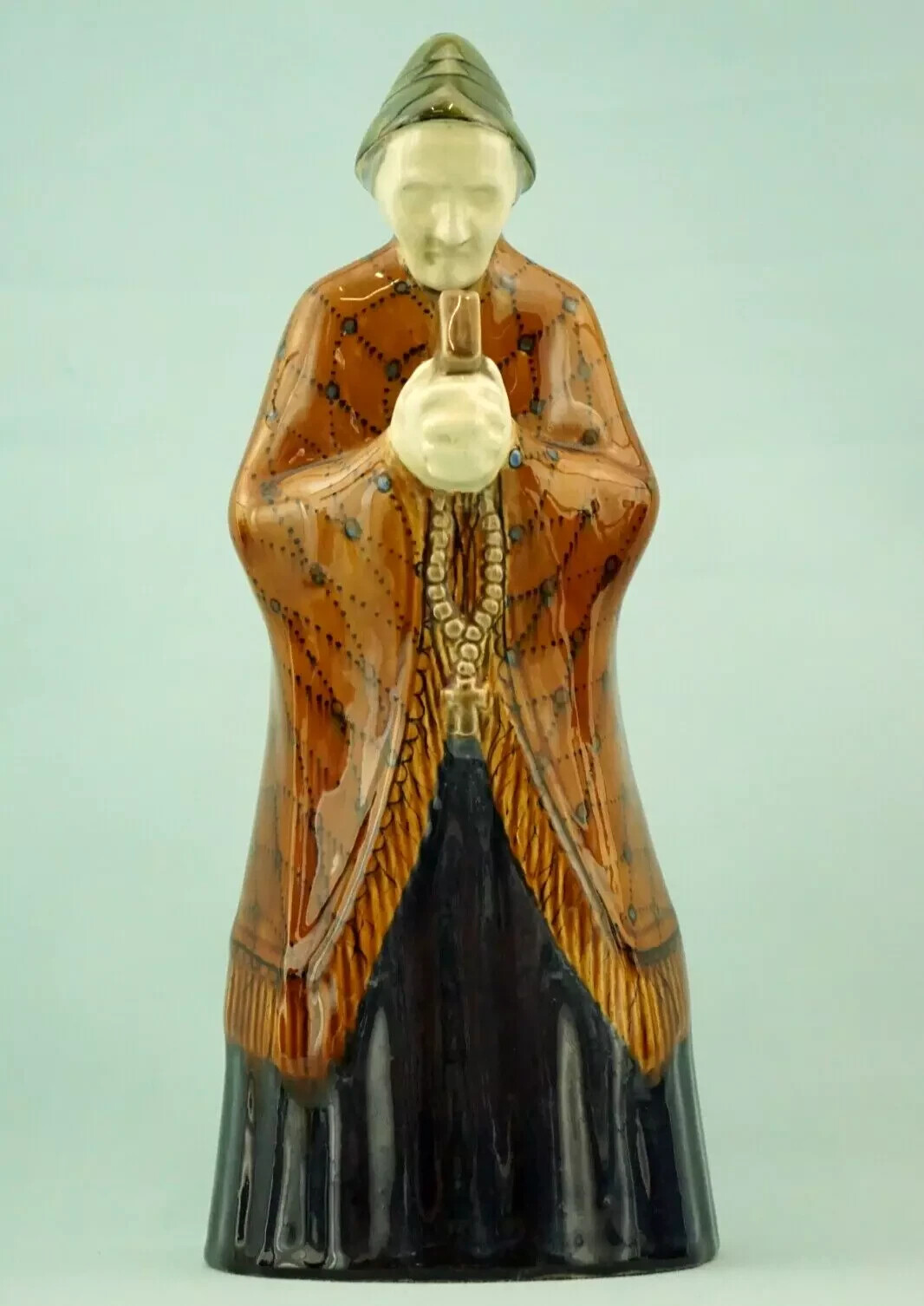M. POWOLNY Wiener Keramik Ceramic sculpture Old woman Bible and rosary Austria