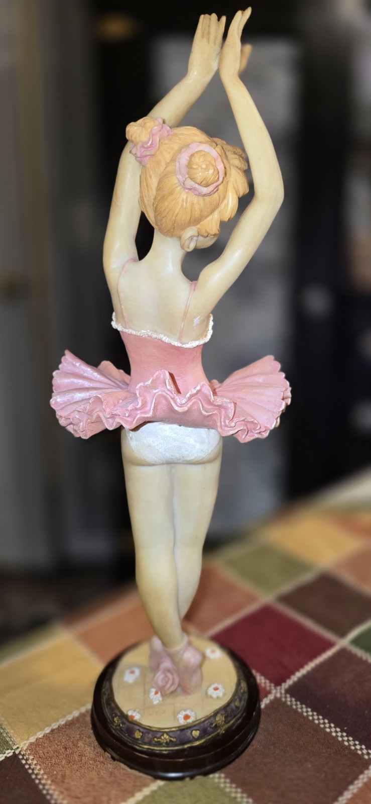 Ceramic Ballerina Figurine Set Hand Painted Pink Blue Glossy Ballet Pottery