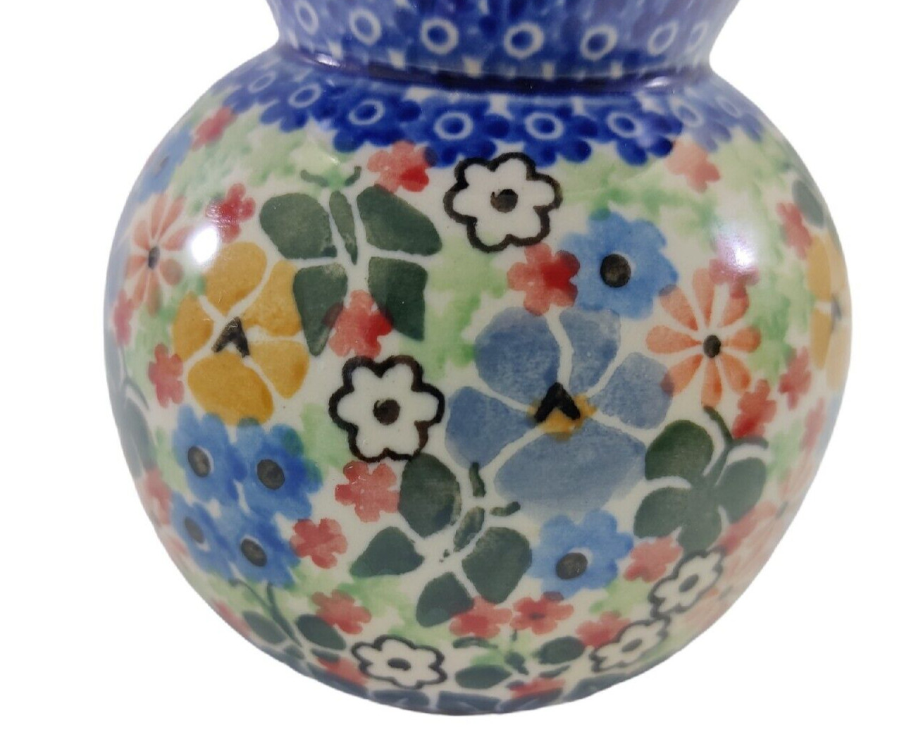 VTG Maria Starzyk Boleslawiec Vase UNIKAT Flowers Design Handmade Poland