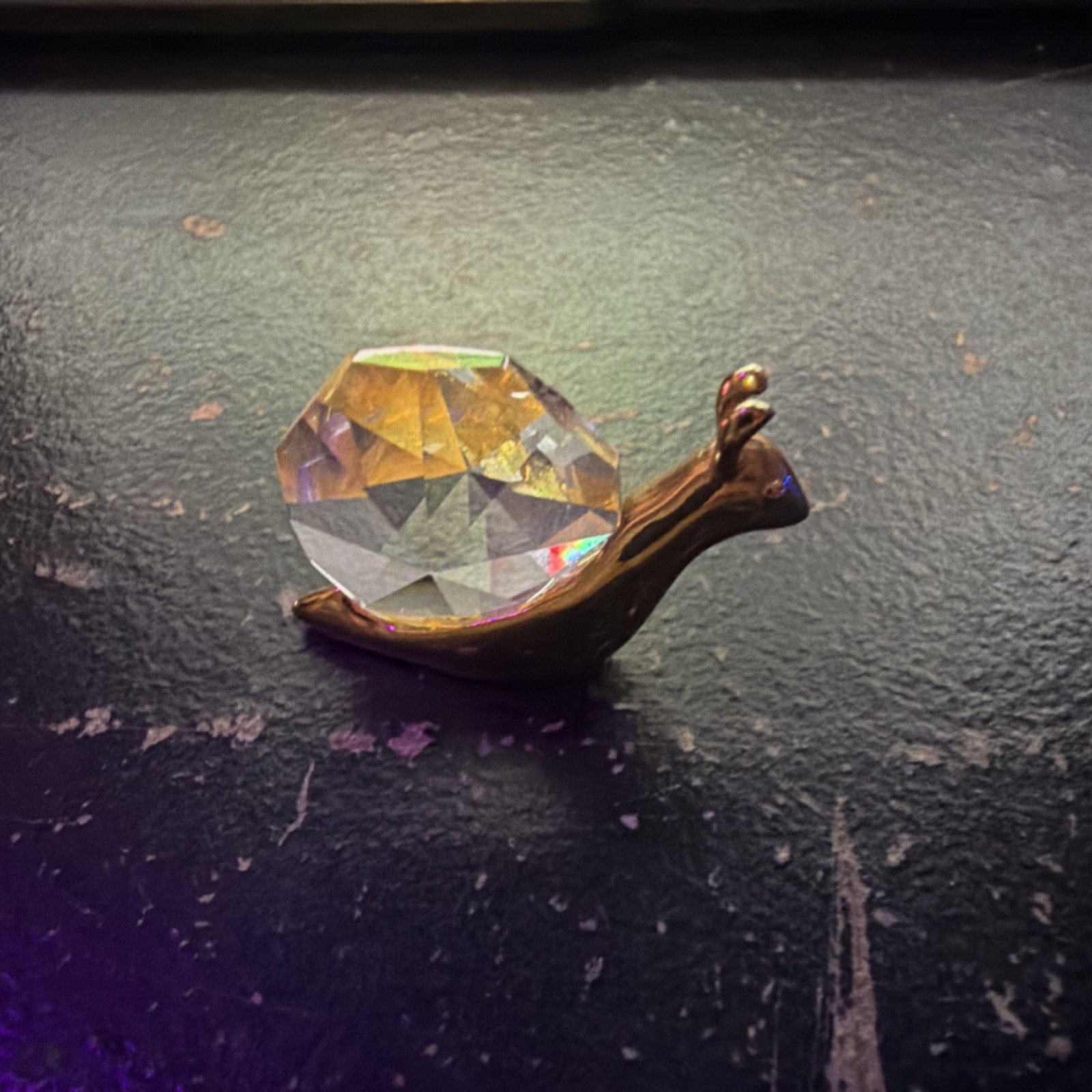 TC Crystal Metal Snail Figurine Clear Gold Animals Decorative 10882 Glossy