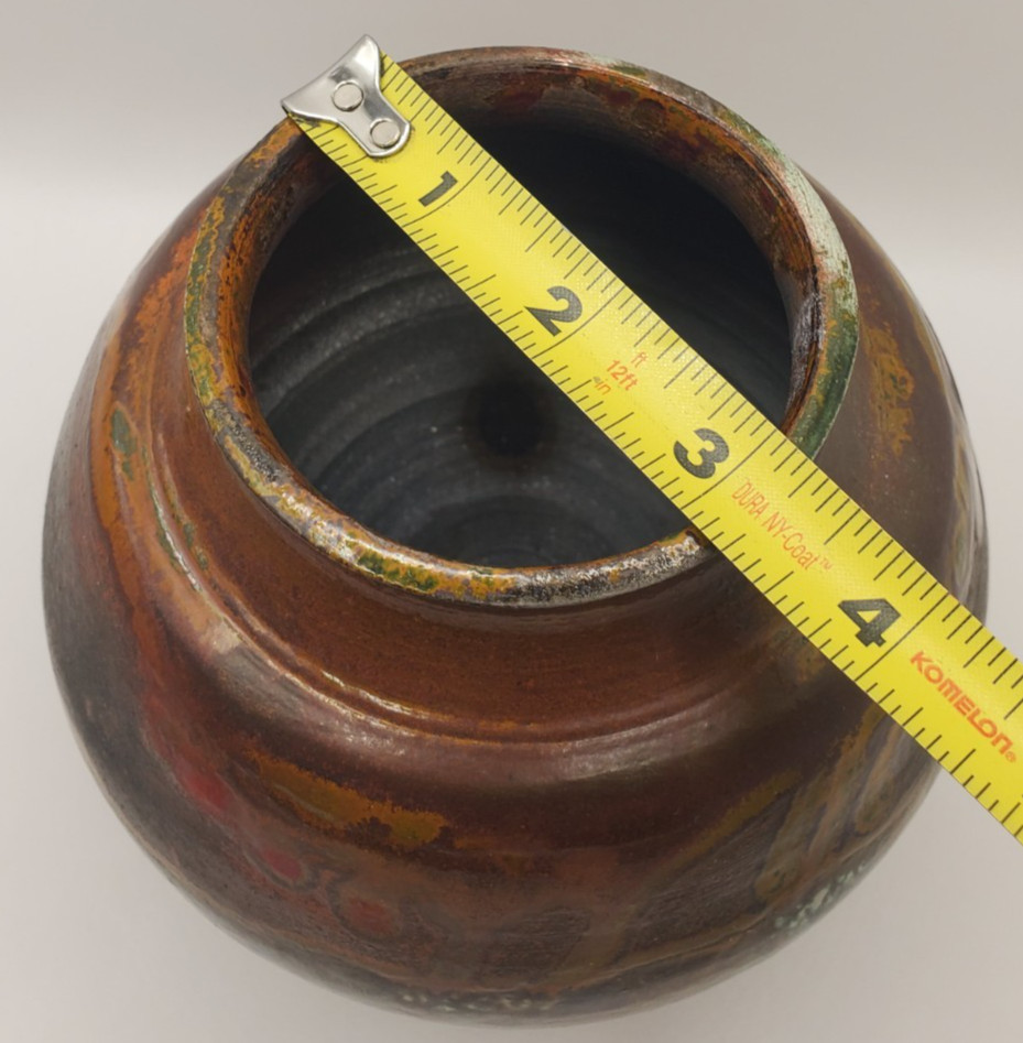 Studio Pottery Vase Bowl Handcrafted Gallery Brown Green Beige Drip Glaze