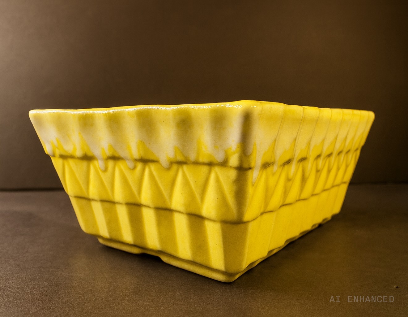 Yellow Planter Cookson Pottery White Drip Trim – J7 Mold Glaze Dish Planter