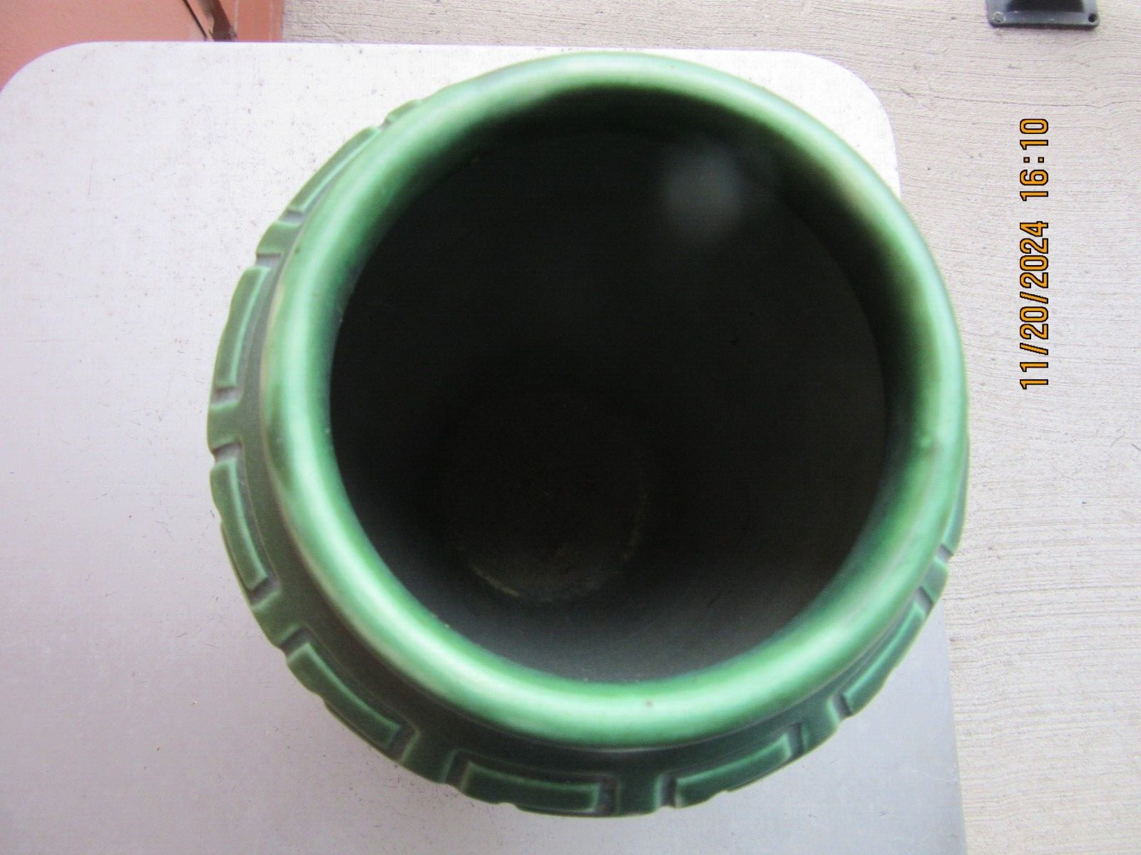 MINT Rookwood Hand Tooled Matte Green 8 3/4″ Greek Key Vase 1905