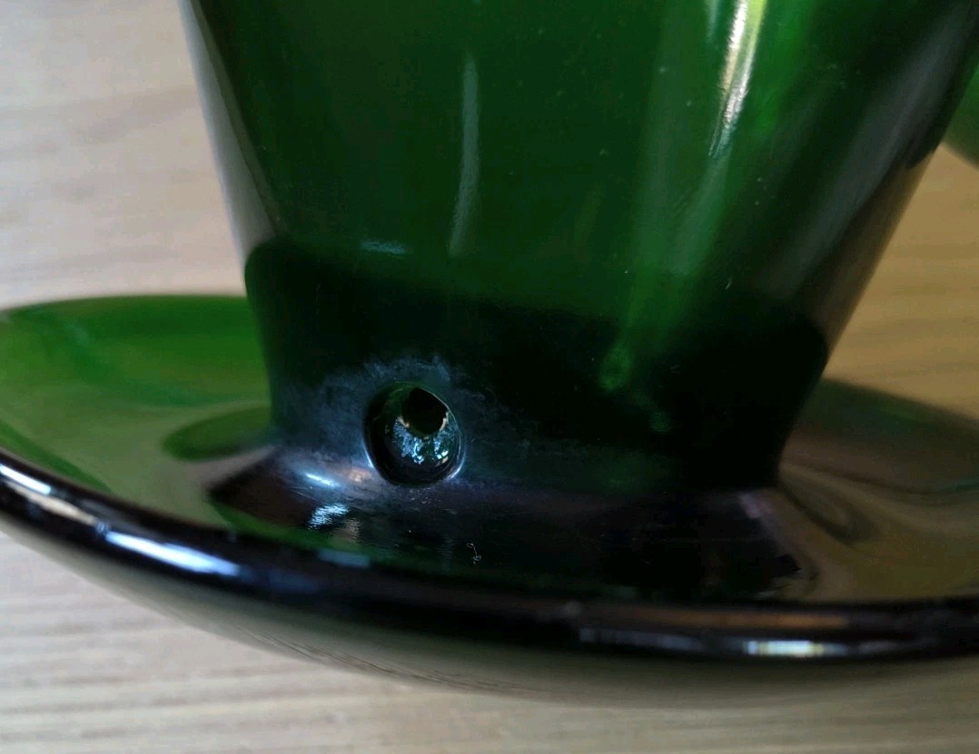 Vintage Fenton Forest Green Glass Ruffled Flower Pot Planter Attached Saucer